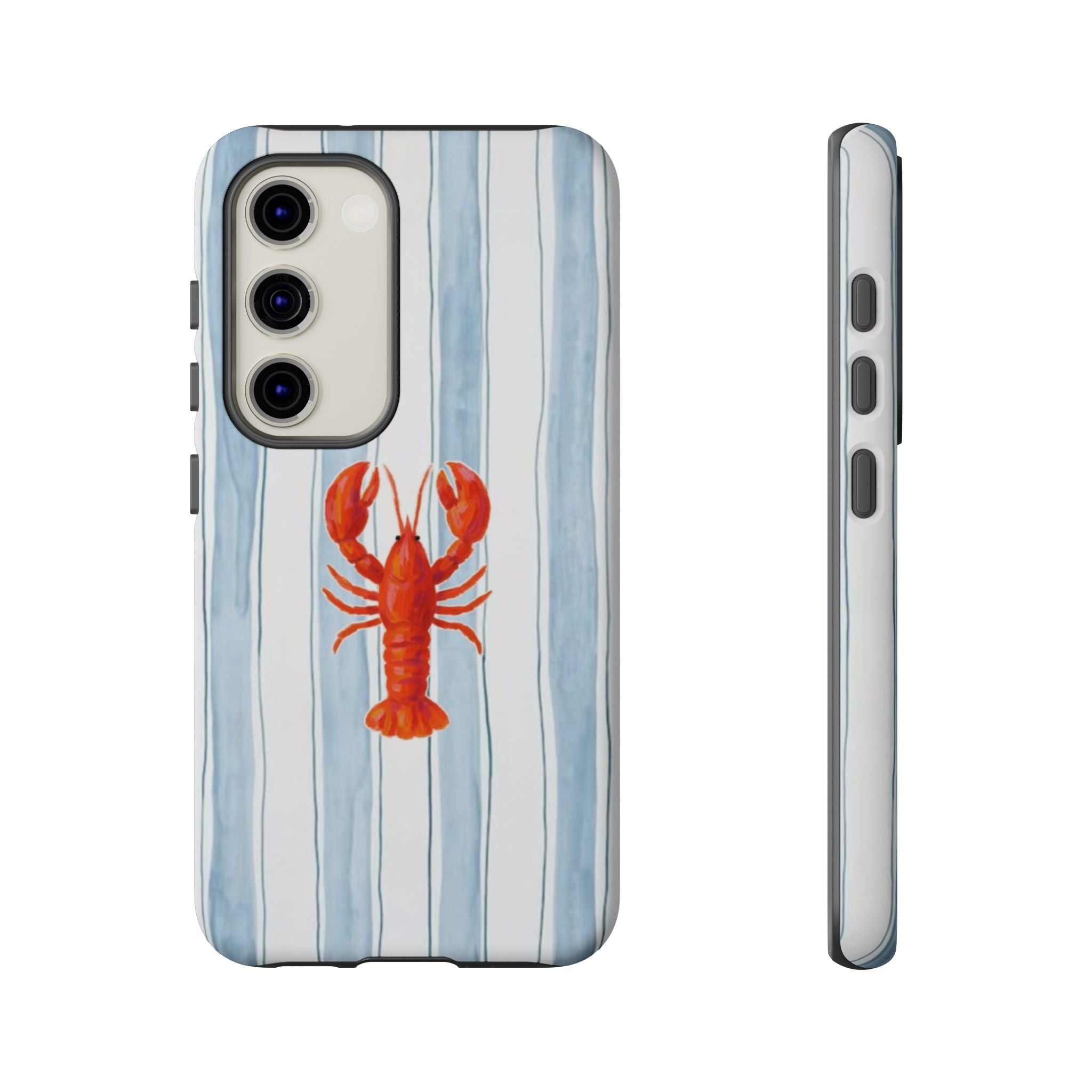 Lobster Stripe Phone Case — Nautical Blue & White Protective Cover