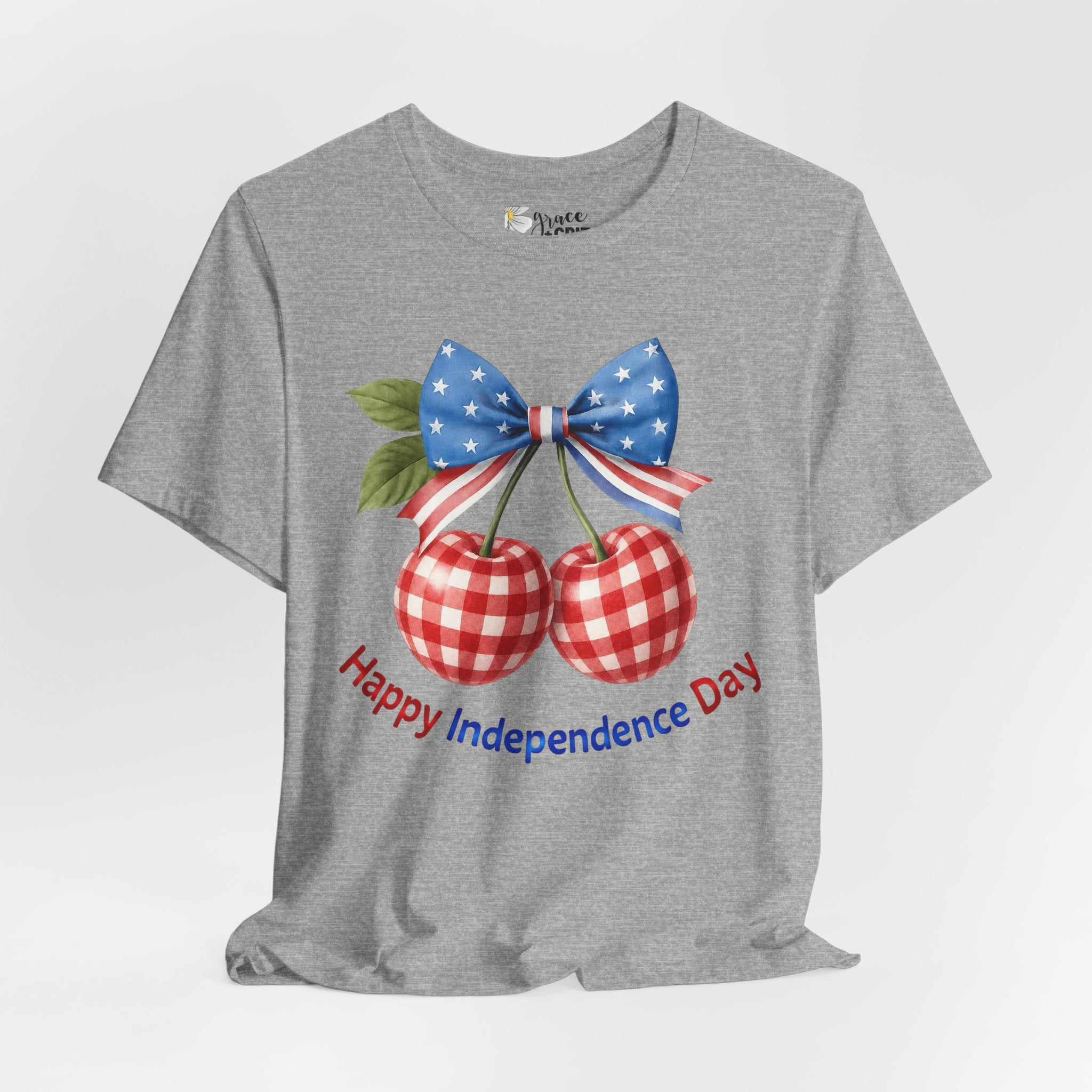 Independence Day Cherry Tee — Patriotic Bow 'Happy Independence Day' T-Shirt