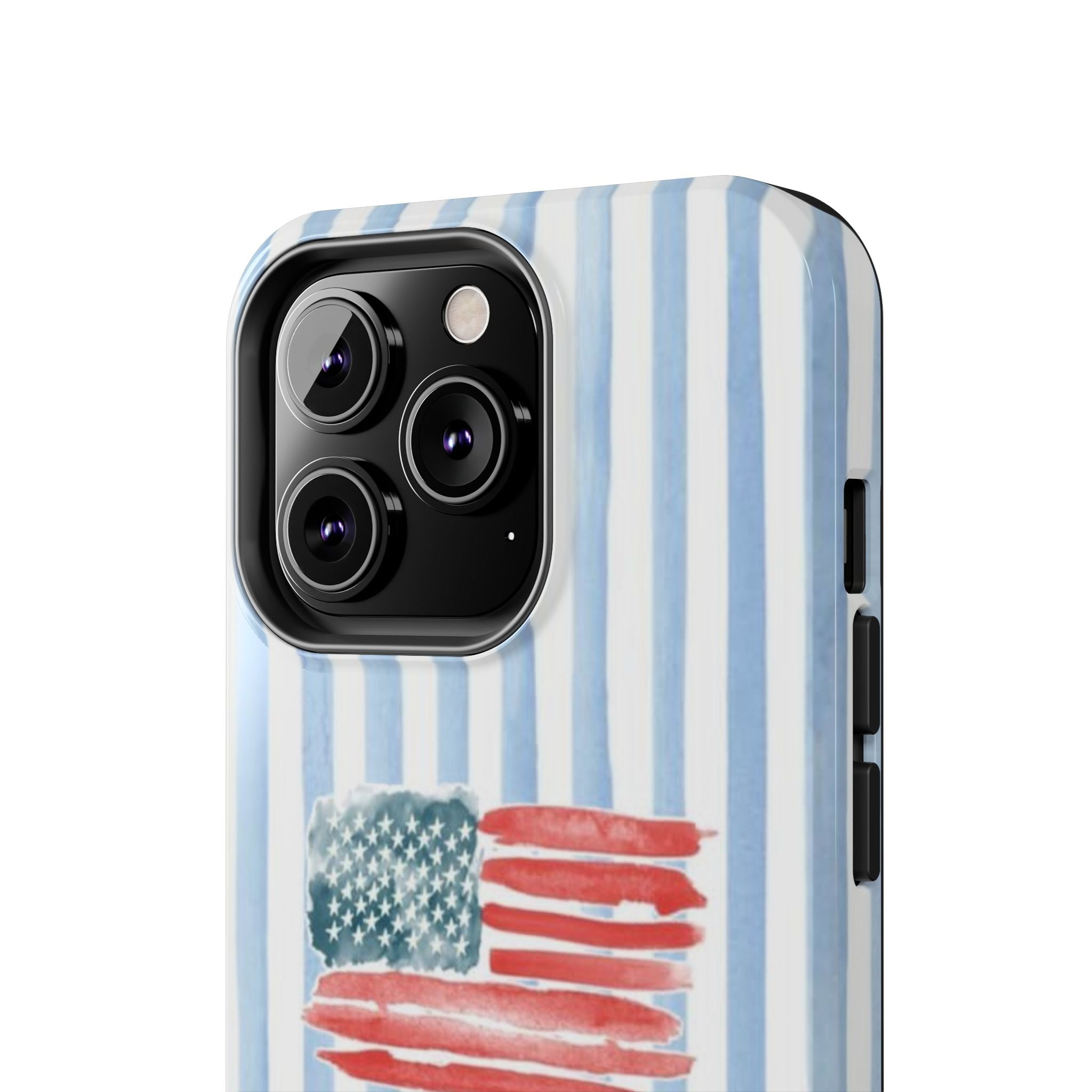 American Flag Watercolor Tough Phone Case — Blue Striped Patriotic Phone Case