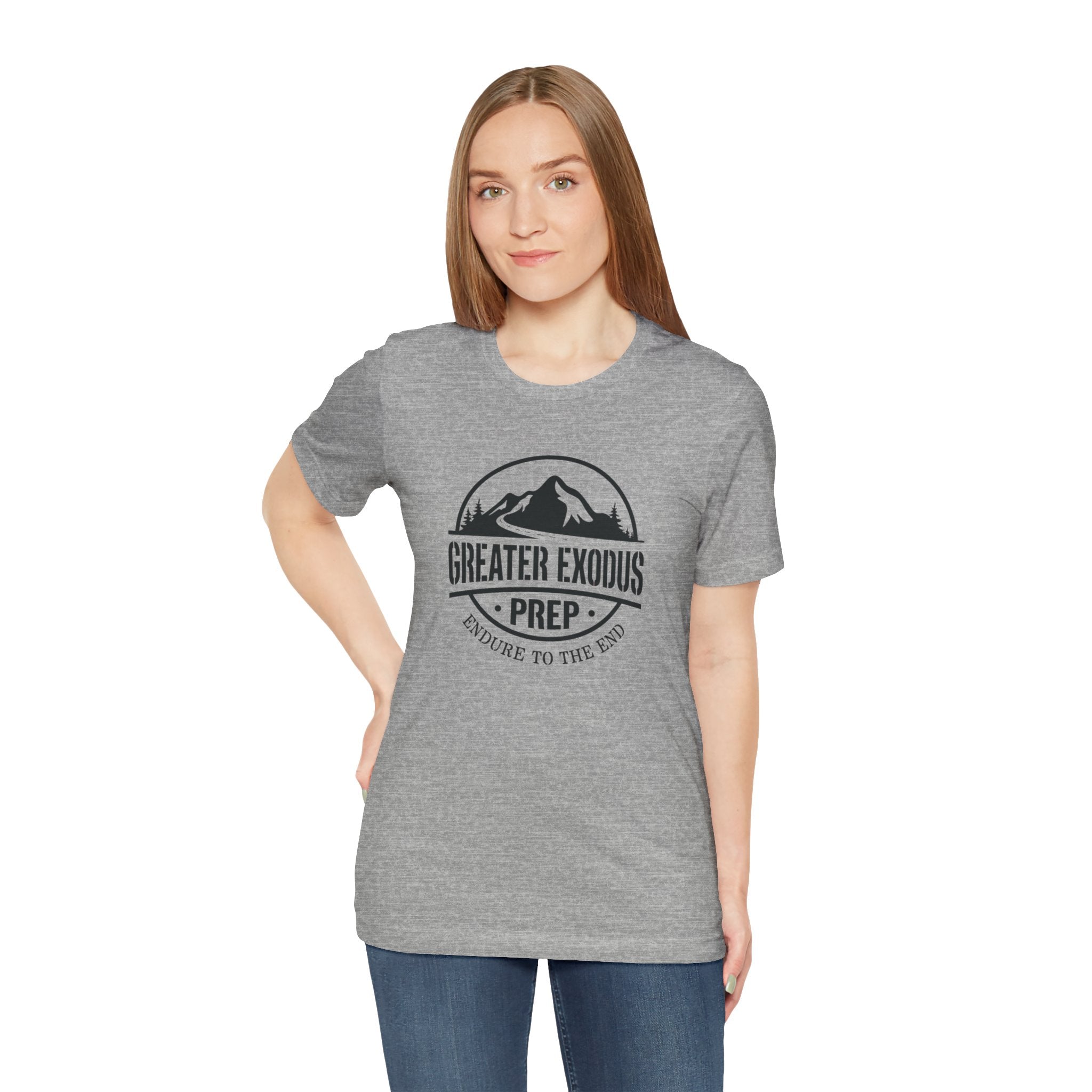 Greater Exodus Prep T-Shirt — Mountain Logo “Endure to the End” Adventure Tee