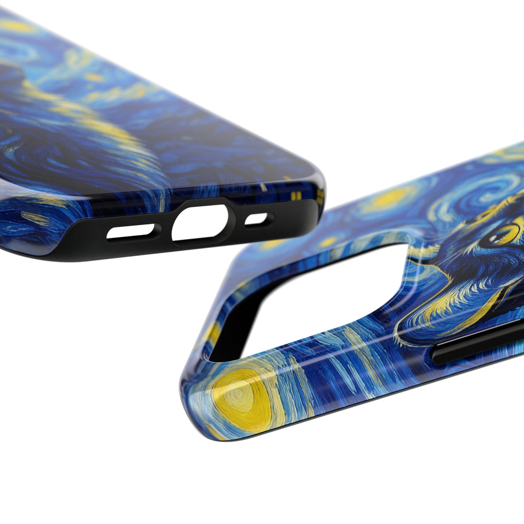 Starry Night Cat Tough Phone Case — Van Gogh Style Galaxy Kitten Protective Cover