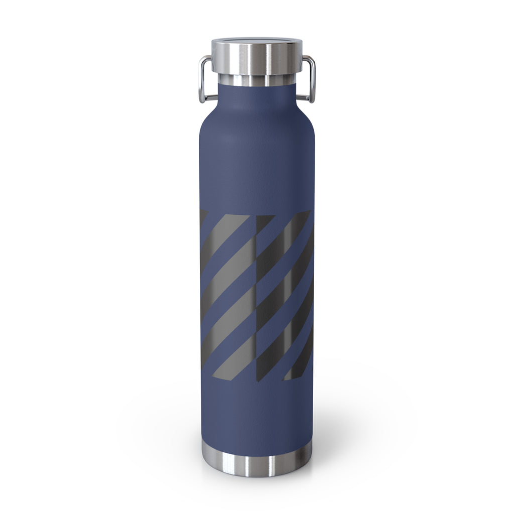 22oz Vacuum Water Bottle — Striped ‘Coffee, Hustle, More’ Insulated Stainless Flask