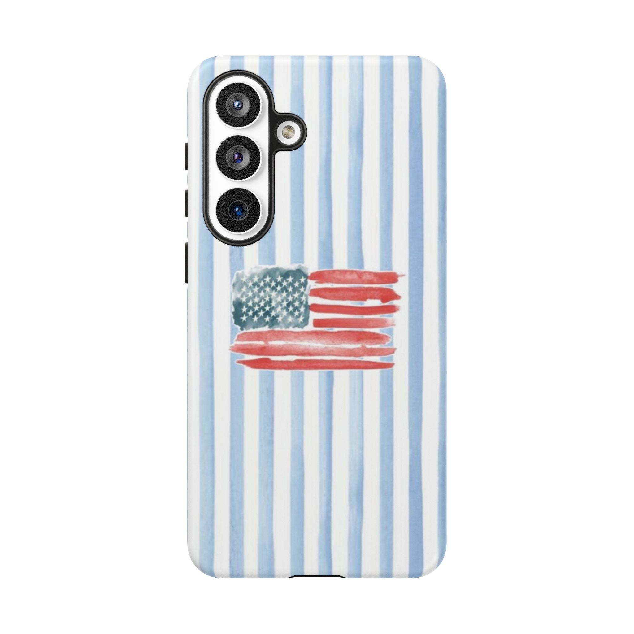 American Flag Watercolor Phone Case - Blue Stripe Tough Case