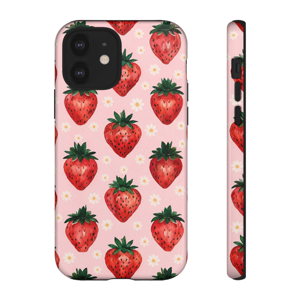 Strawberry Pattern Tough Case — Cute Pink Fruit Phone Case