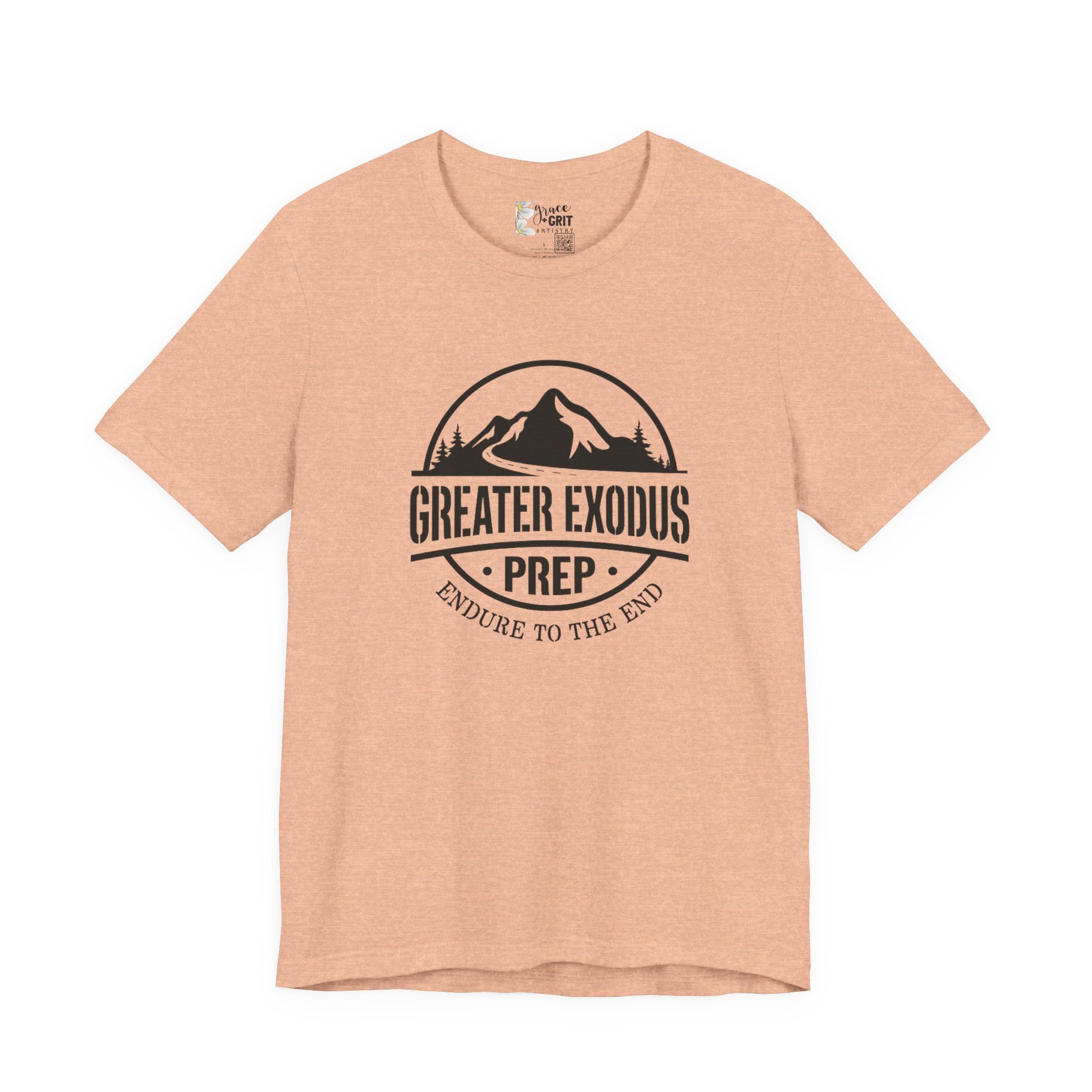 Greater Exodus Prep T-Shirt — Mountain Logo “Endure to the End” Adventure Tee