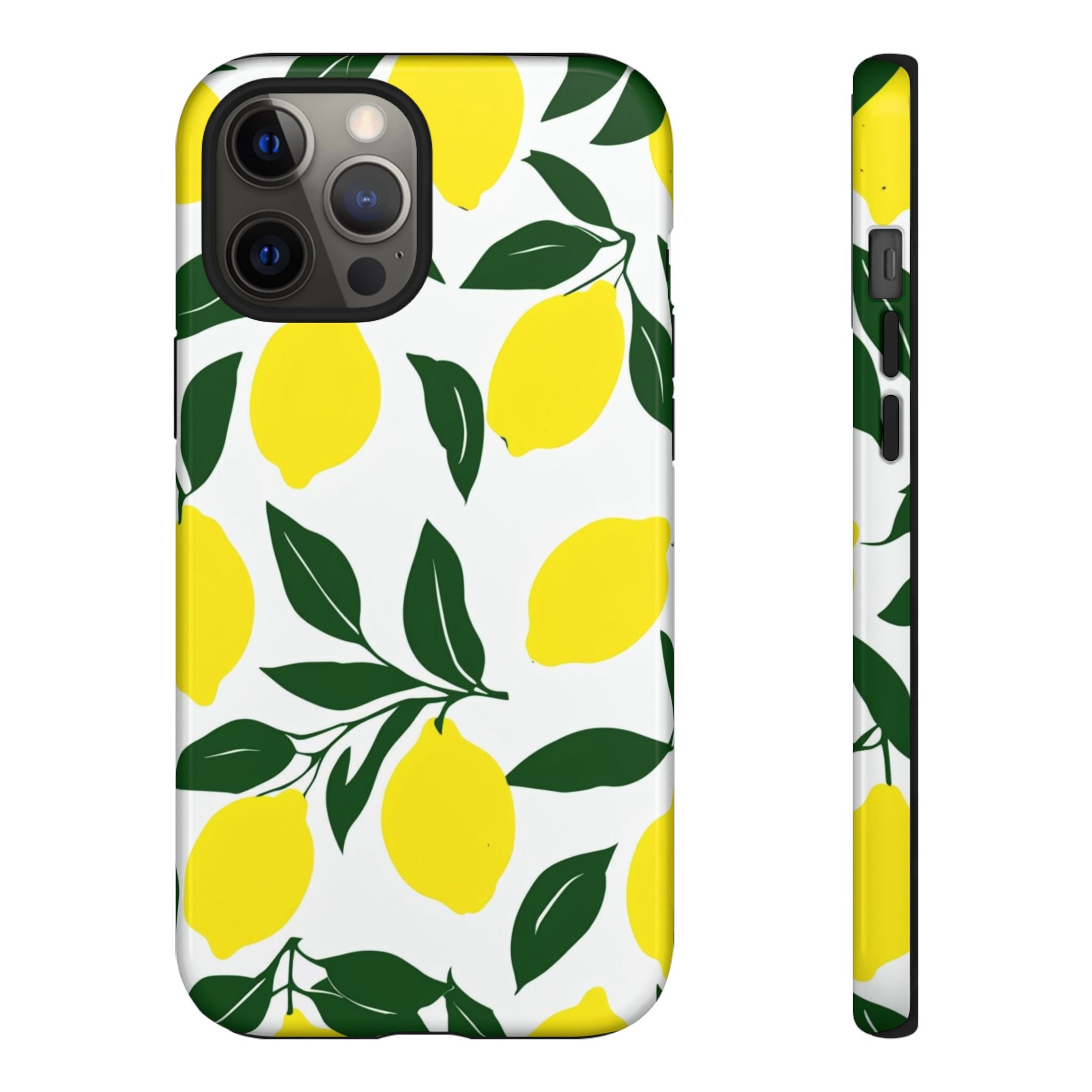 Lemon Pattern Tough Phone Case — Bright Citrus Protective Cover