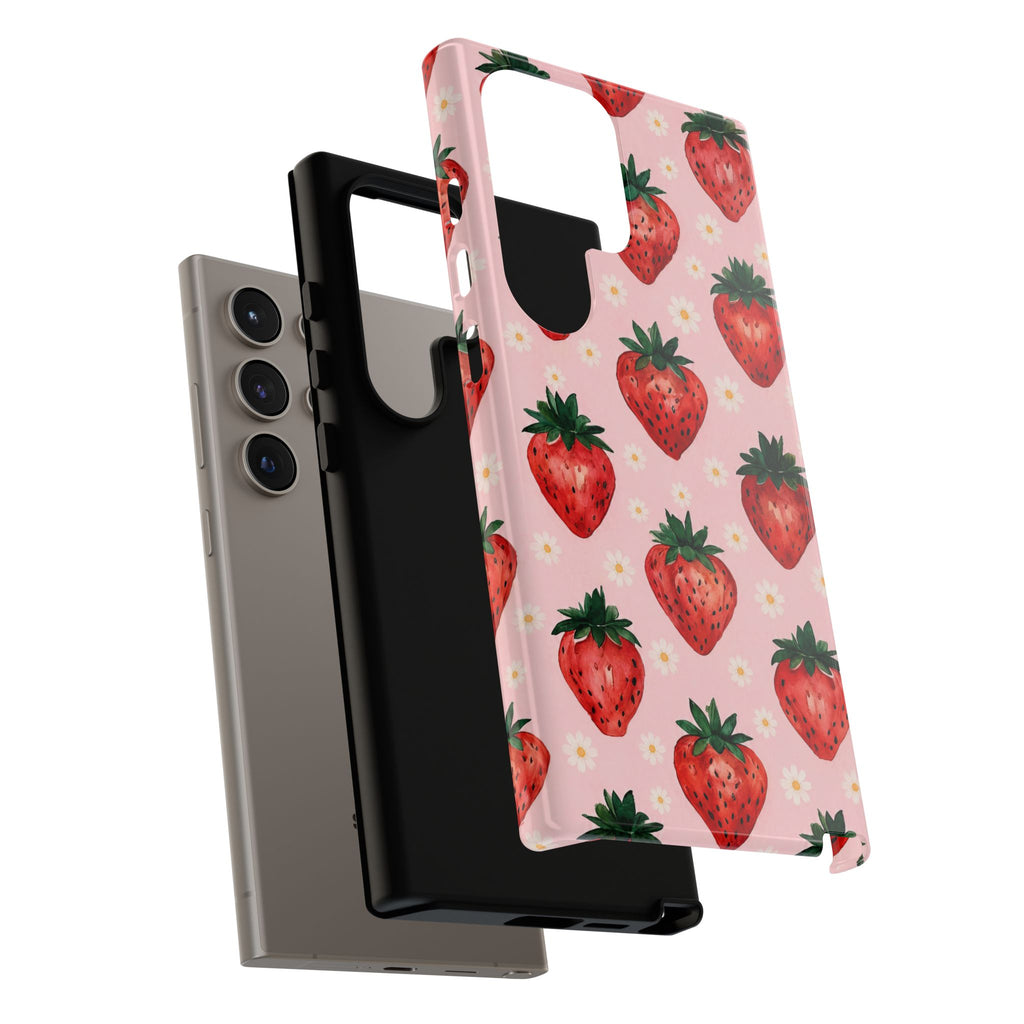 Strawberry Pattern Tough Case — Cute Pink Fruit Phone Case