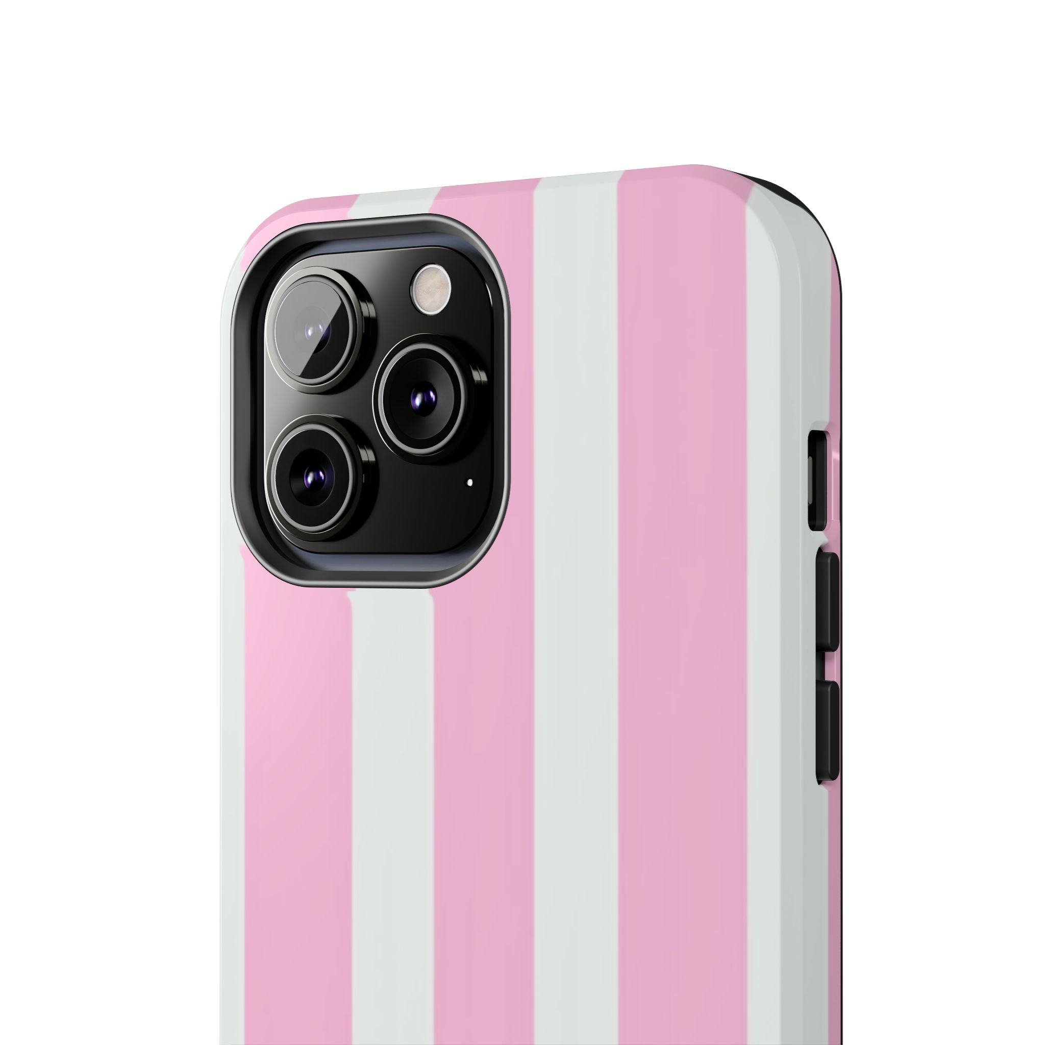 Pink & White Stripe Tough Phone Case — Protective Stripe iPhone Cover