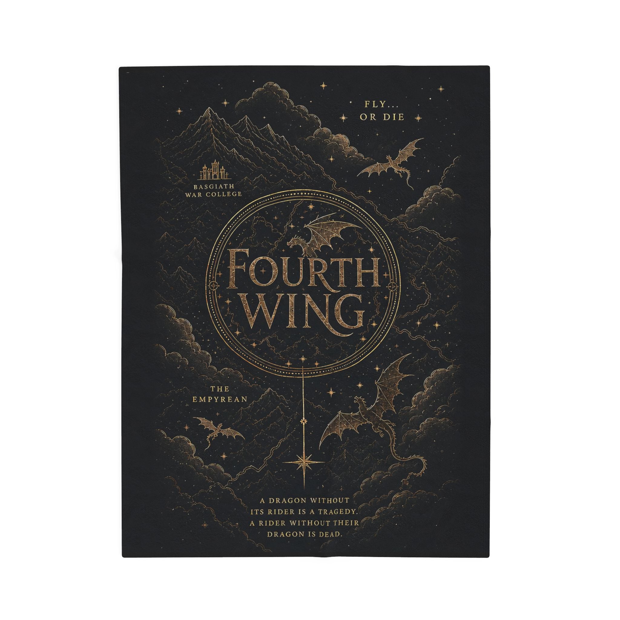 Fourth Wing Velveteen Plush Blanket — Fantasy Book-Lover Throw