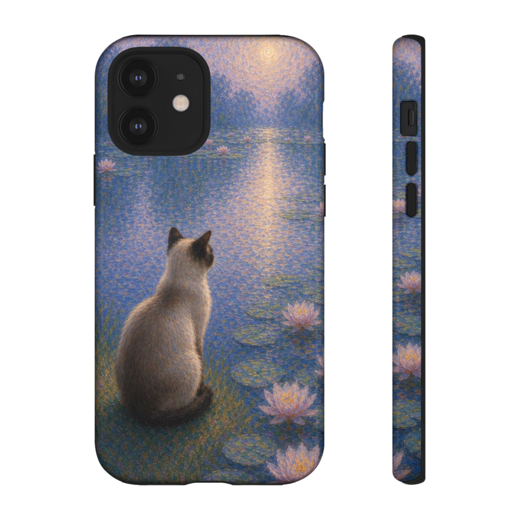 Cat Moonlight Phone Case — Serene Siamese by Lily Pond