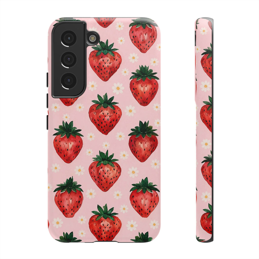 Strawberry Pattern Tough Case — Cute Pink Fruit Phone Case