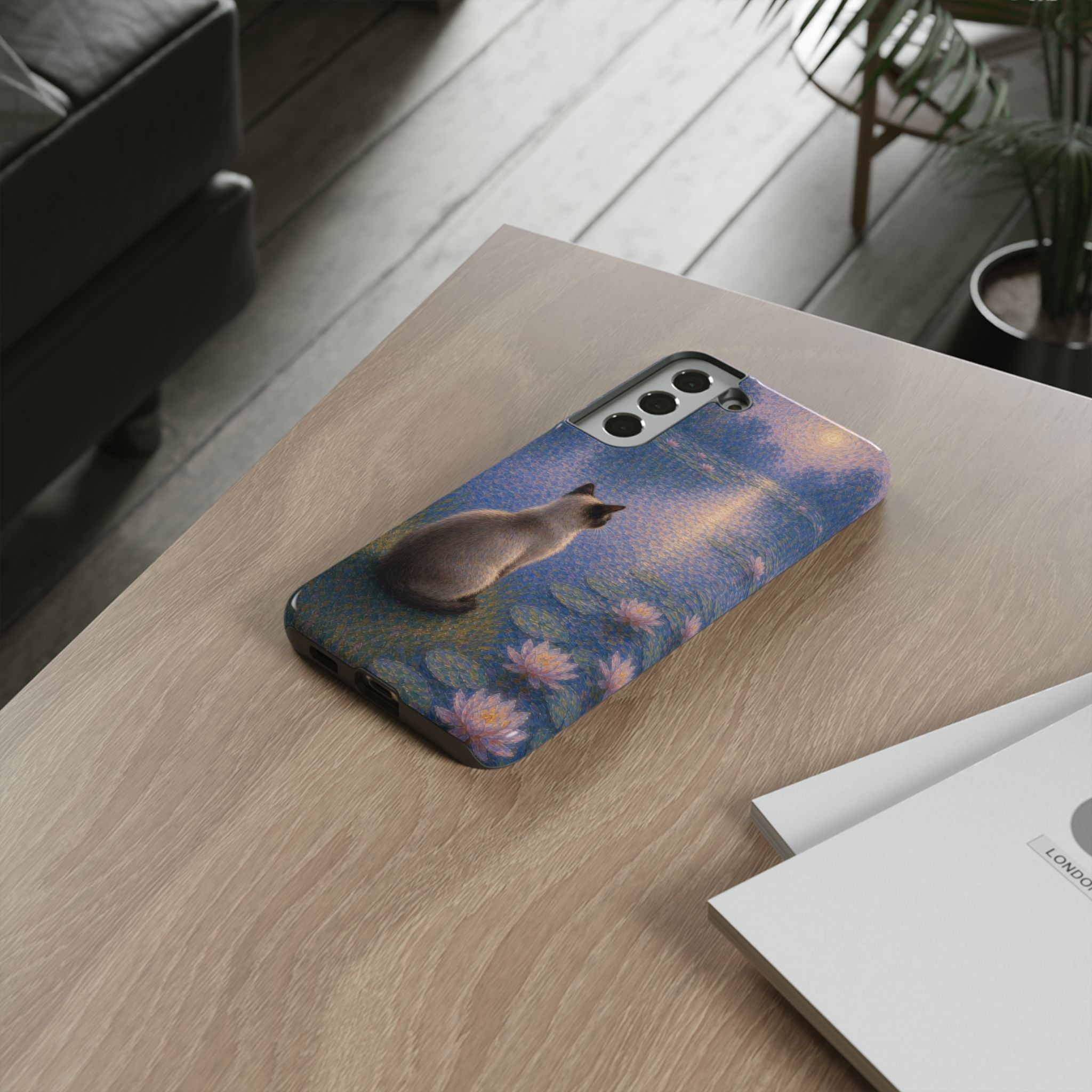 Cat Moonlight Phone Case — Serene Siamese by Lily Pond