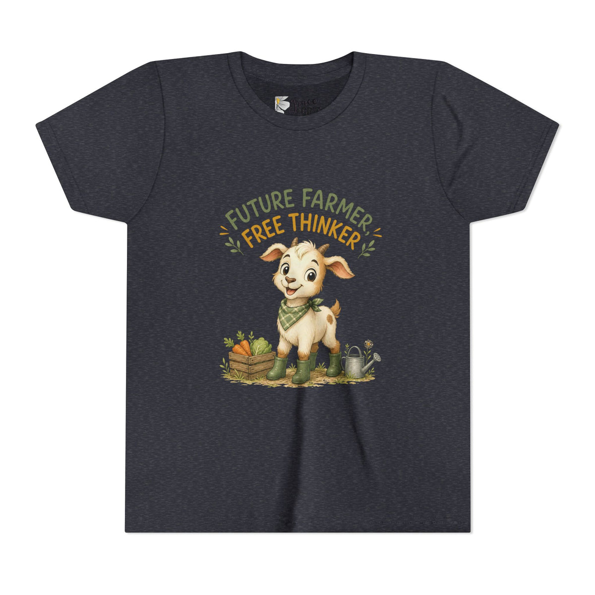 Youth Tee — "Future Farmer, Free Thinker" Cute Goat Kids Shirt