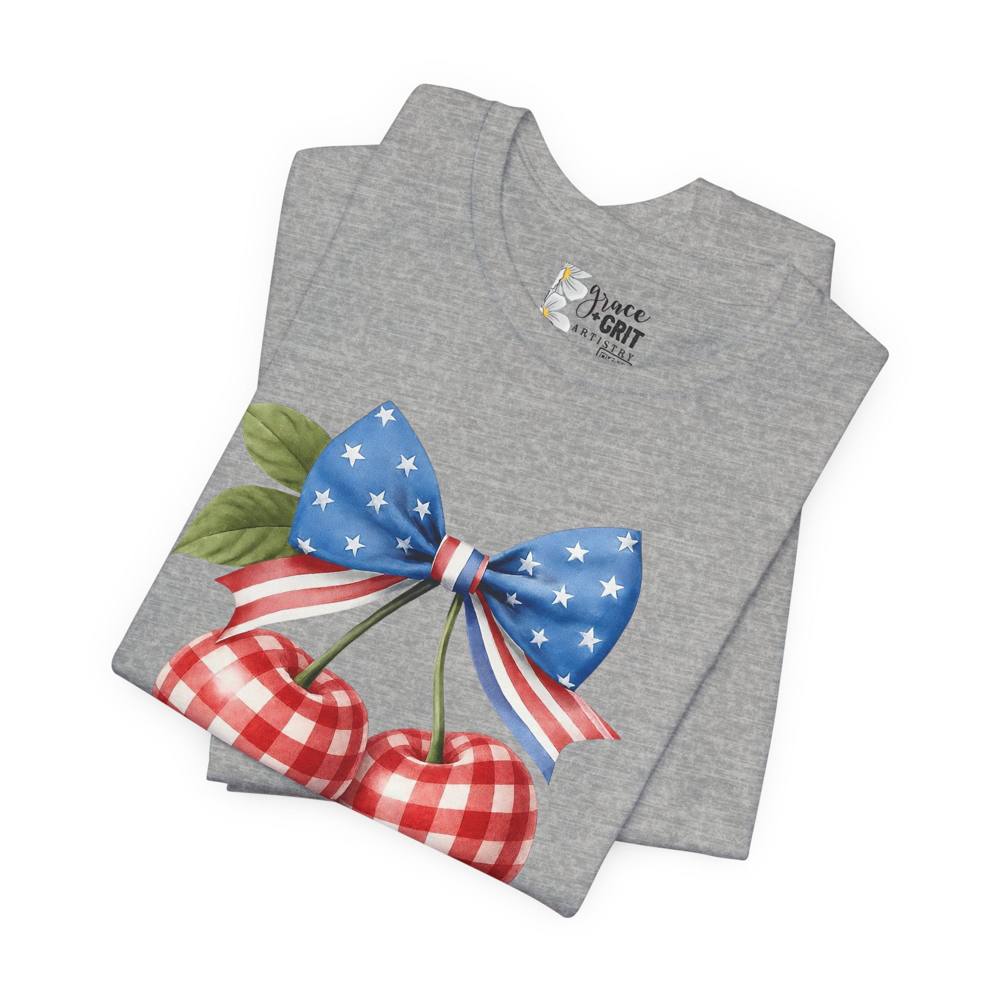 Independence Day Cherry Tee — Patriotic Bow 'Happy Independence Day' T-Shirt