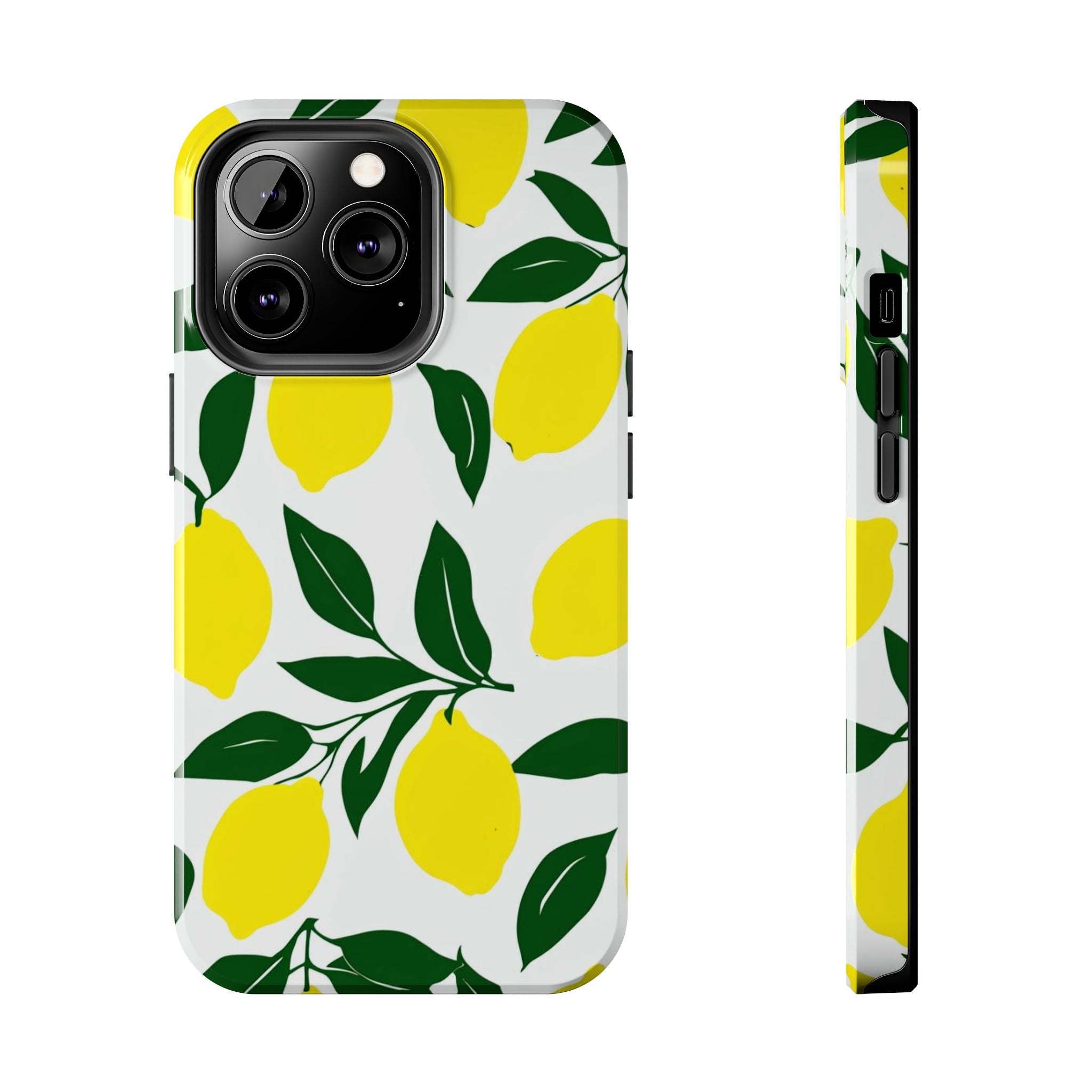 Lemon Pattern Tough Phone Case — Bright Citrus Protective Phone Cover