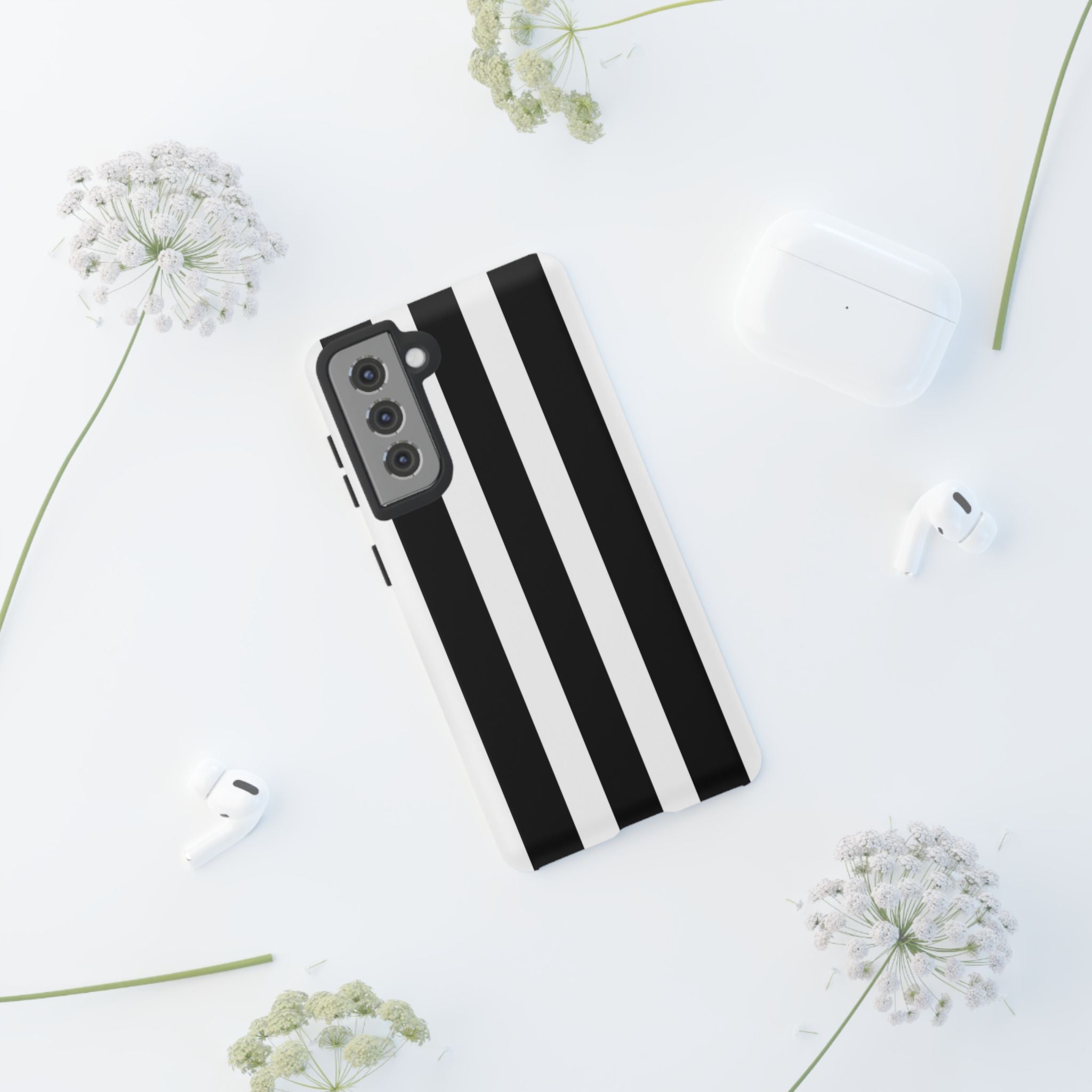 Black & White Vertical Stripe Phone Case — Tough Protective iPhone Cover