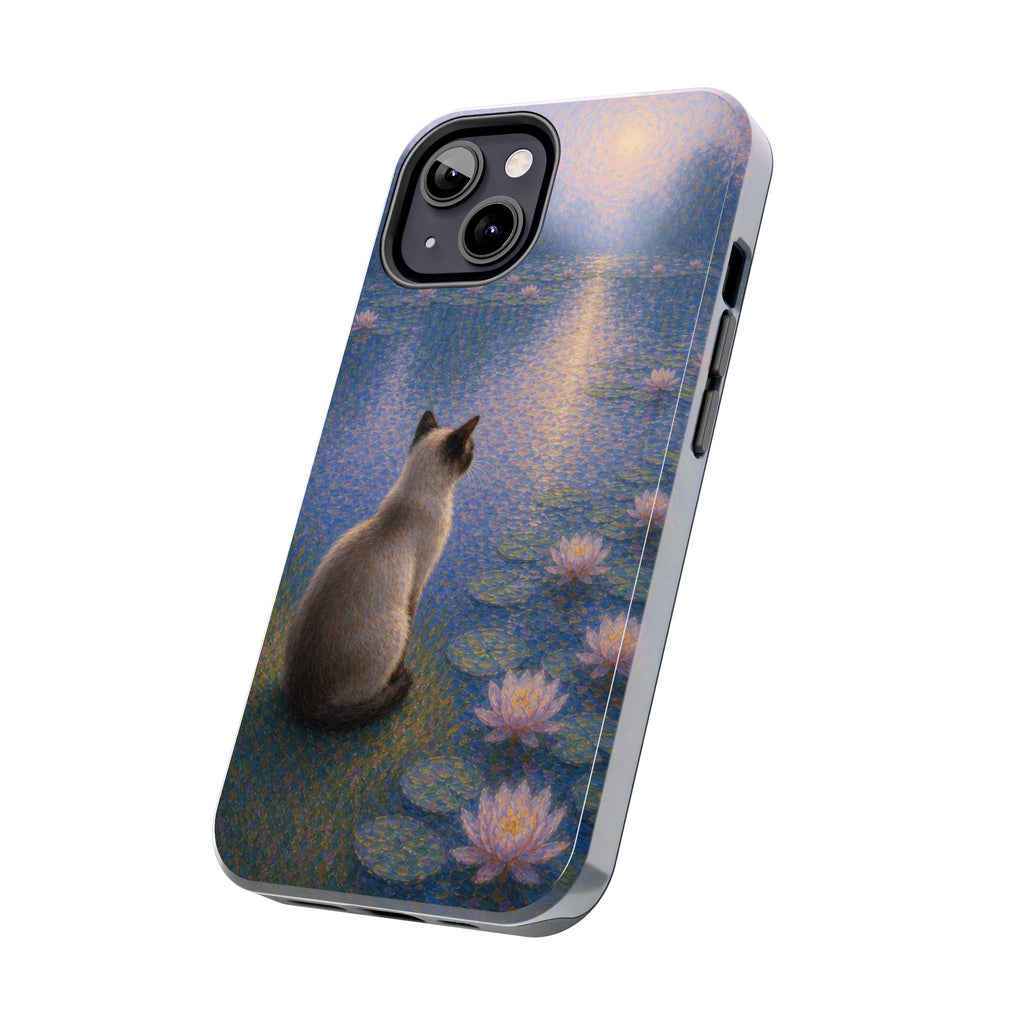 Siamese Cat by Moonlight Tough Phone Case – Waterlily Dream Protective Cover