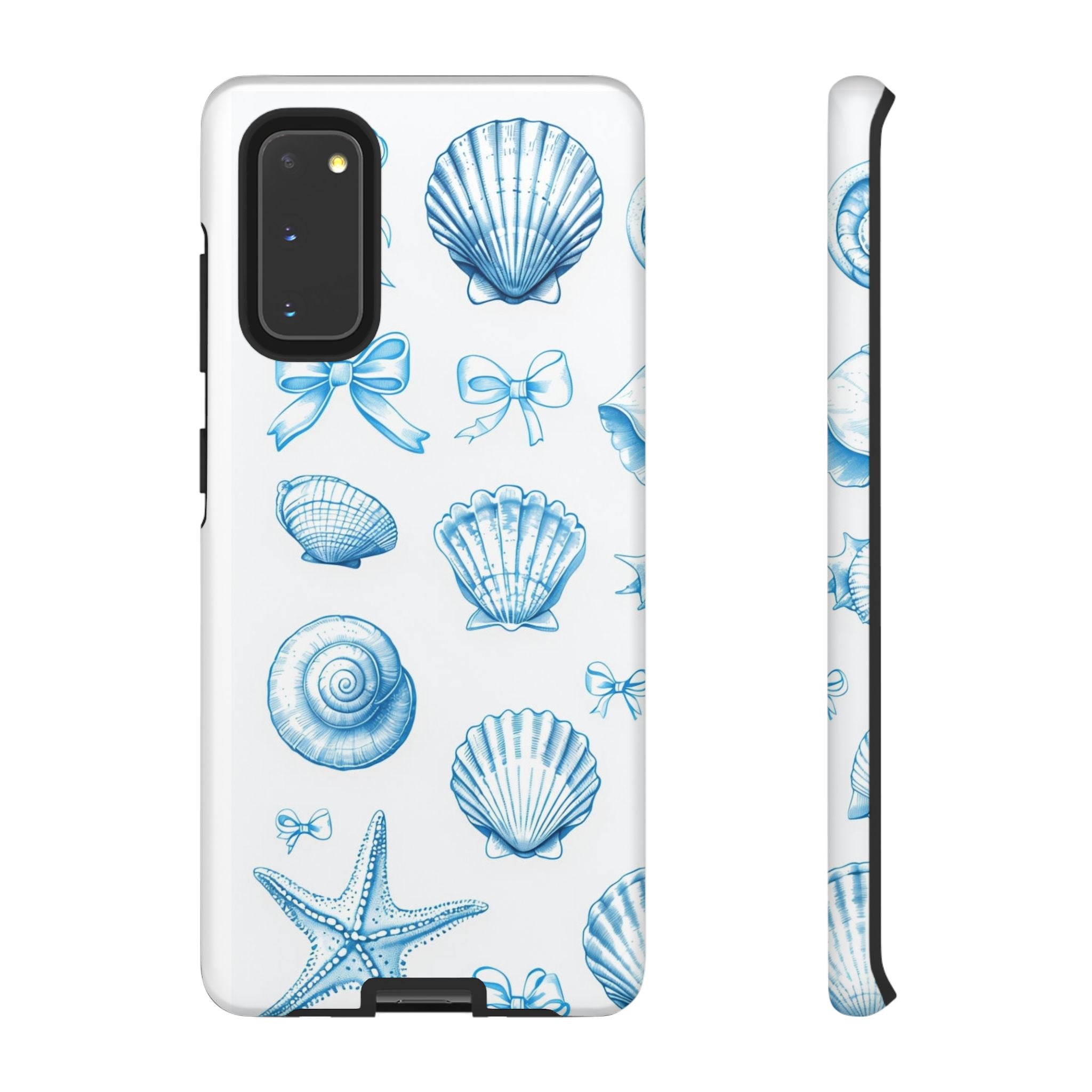 Seaside Shells Phone Case — Blue Nautical Shell & Starfish Pattern