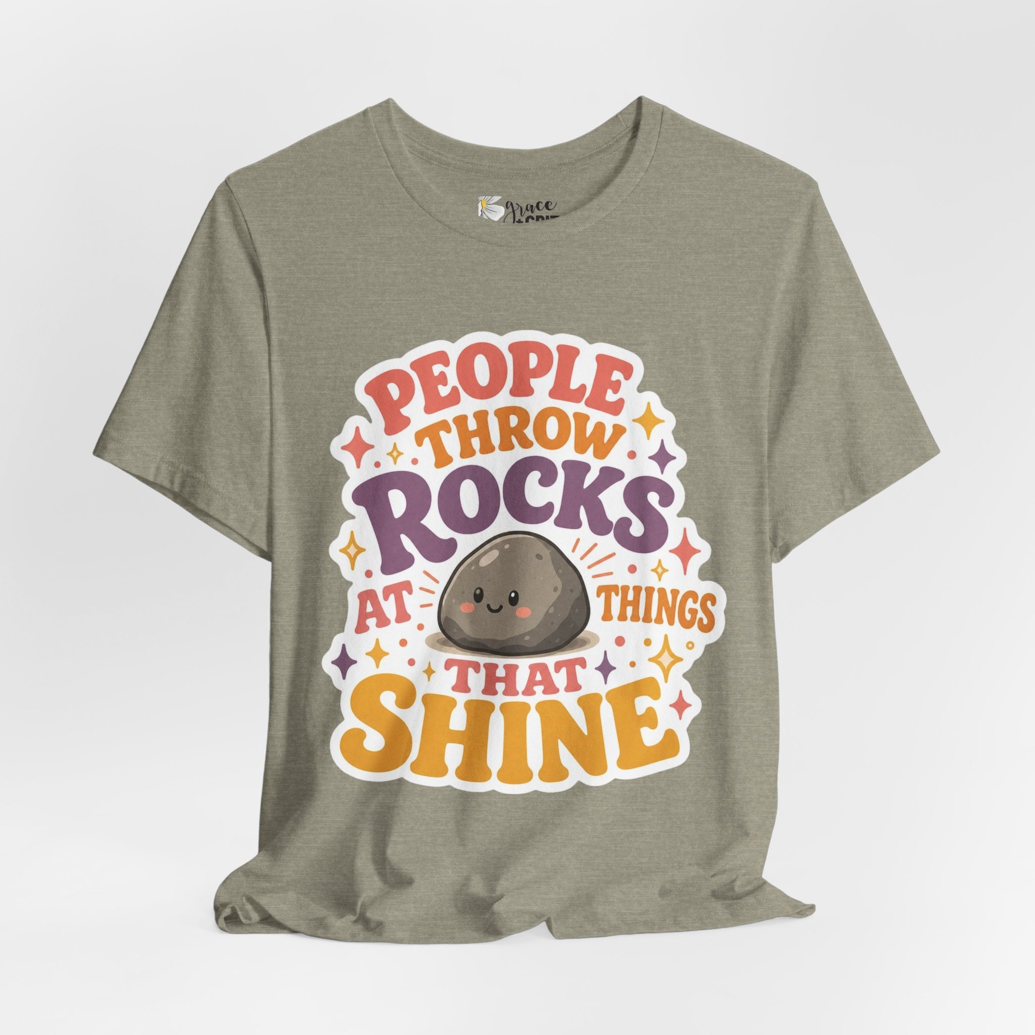 People Throw Rocks at Things That Shine T-Shirt | Cute Rock Illustration