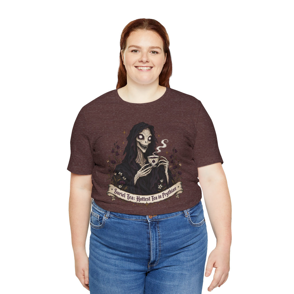 Gothic Reaper Tea T-Shirt — "Sorrel Tea: Hottest Tea in Purgatorium" Graphic Tee