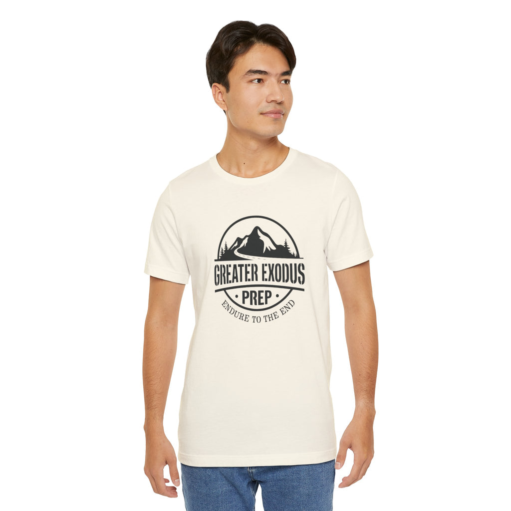 Greater Exodus Prep T-Shirt — Mountain Logo “Endure to the End” Adventure Tee