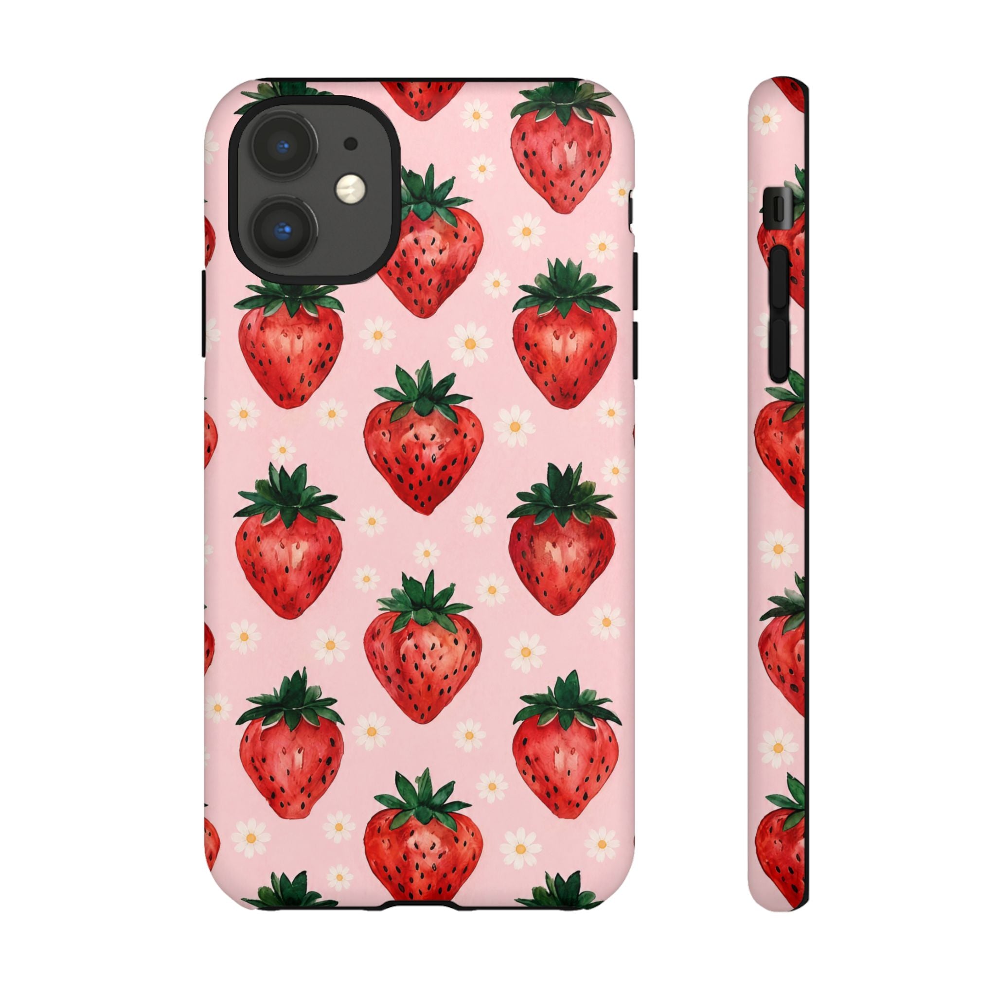 Strawberry Pattern Tough Case — Cute Pink Fruit Phone Case