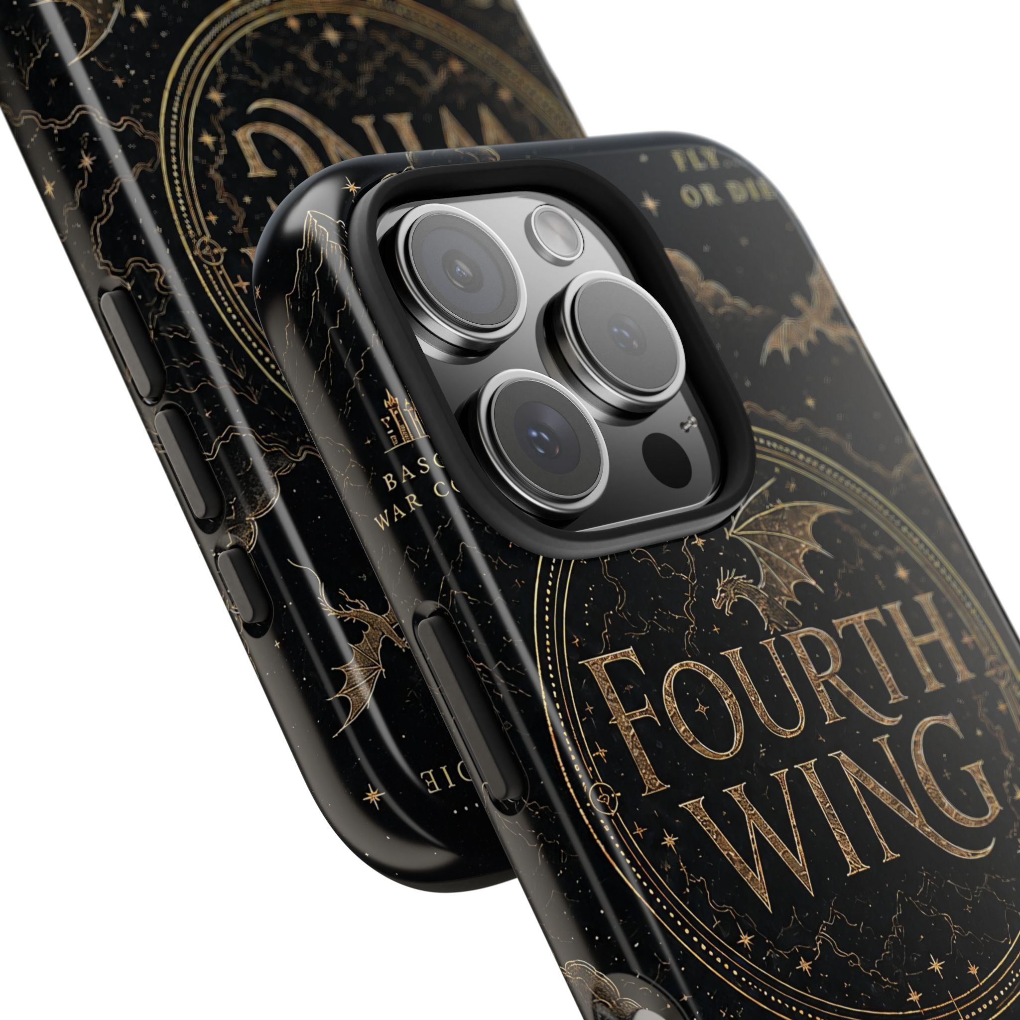 Fourth Wing Tough Phone Case — Dark Fantasy Dragon Design, 'Fly or Die' Quote