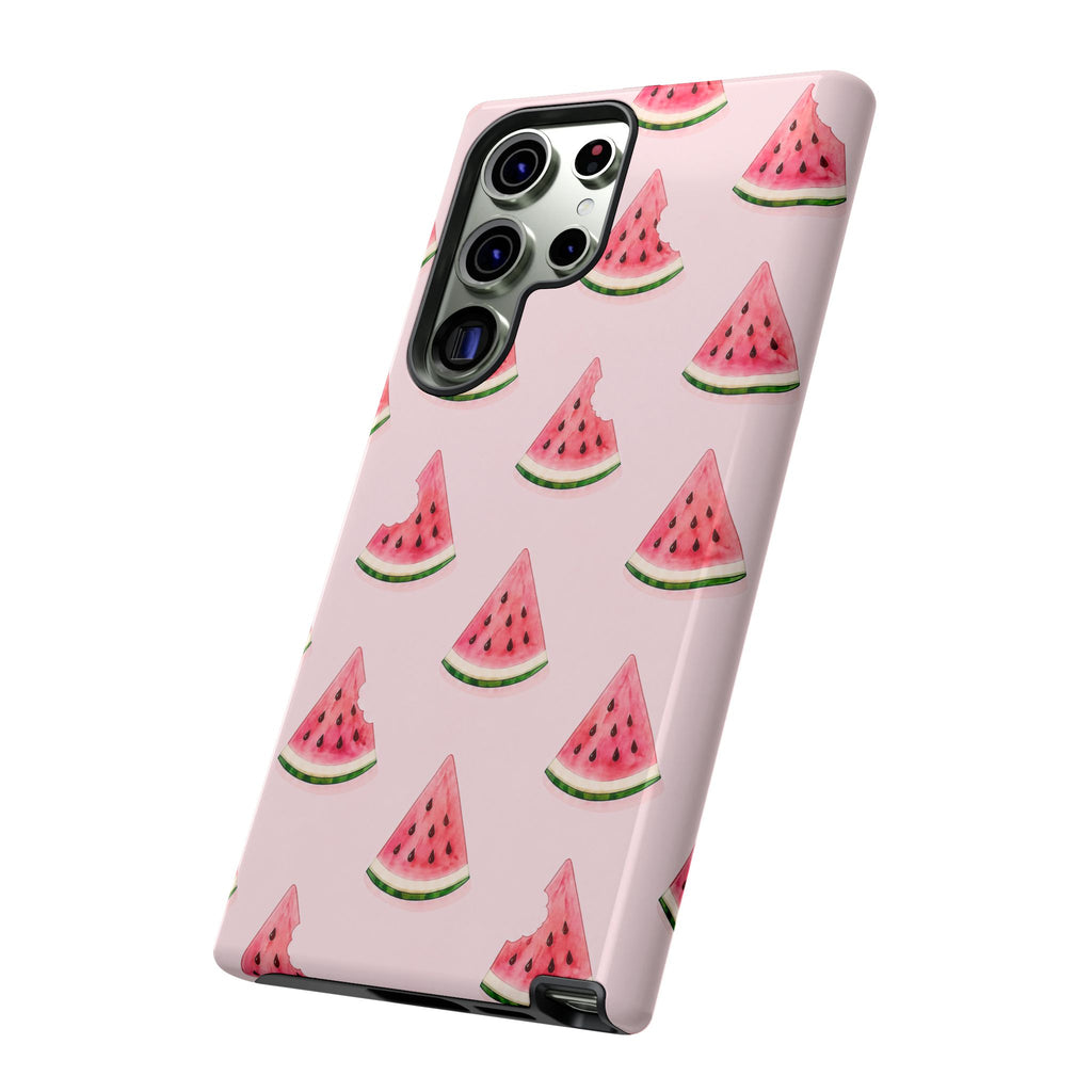 Watermelon Pattern Tough Phone Case — Pink Fruit Slice Protective Case