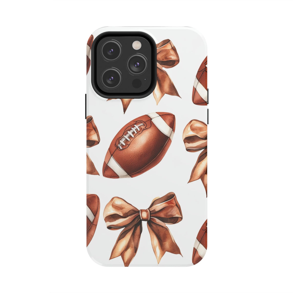 Tough Phone Case – Football & Bow Pattern