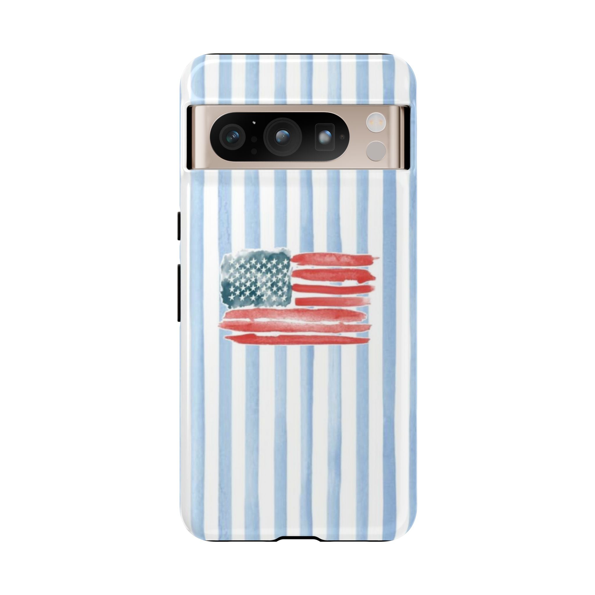 American Flag Watercolor Phone Case - Blue Stripe Tough Case