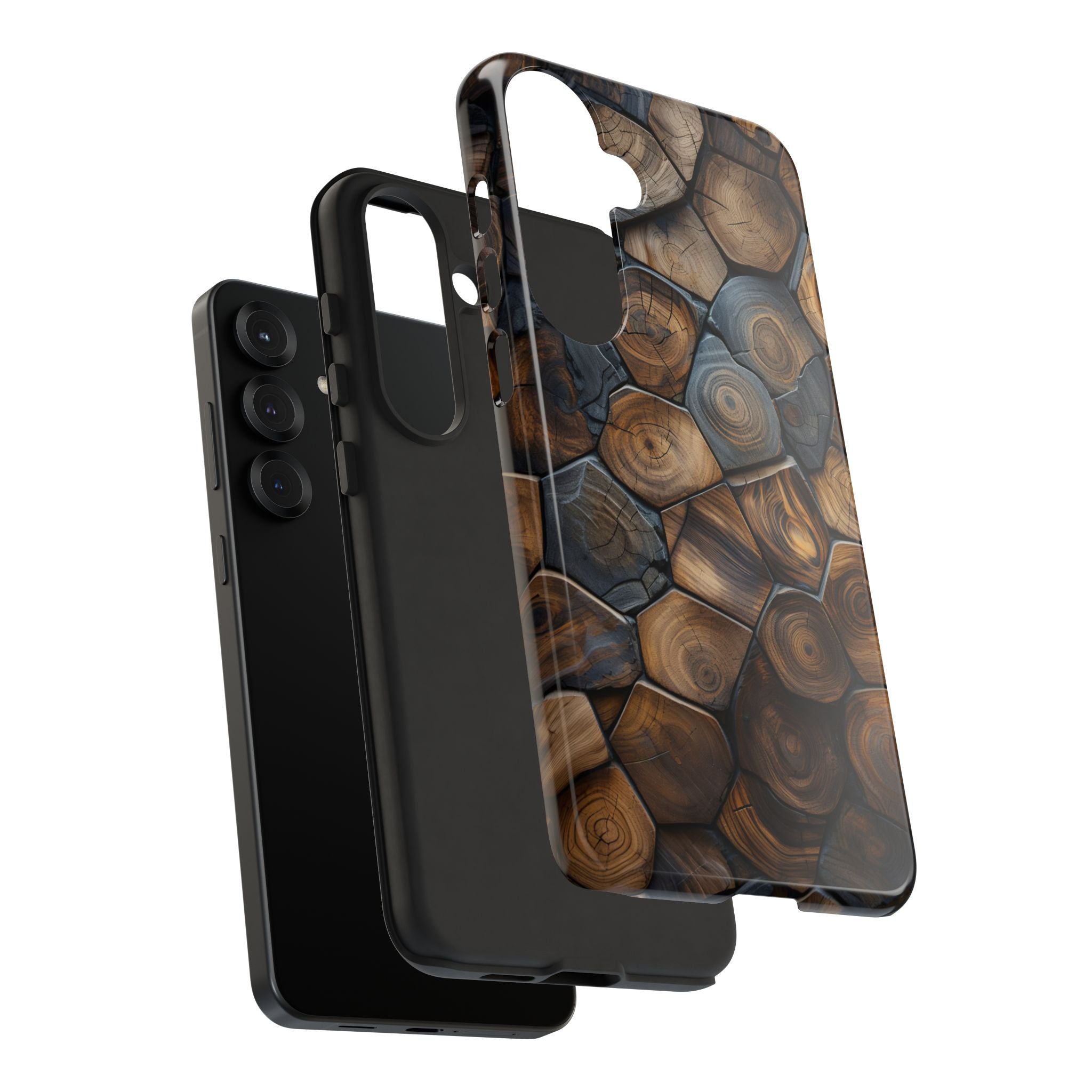 Wood Grain Hex Phone Case — Rustic Geometric iPhone Protection