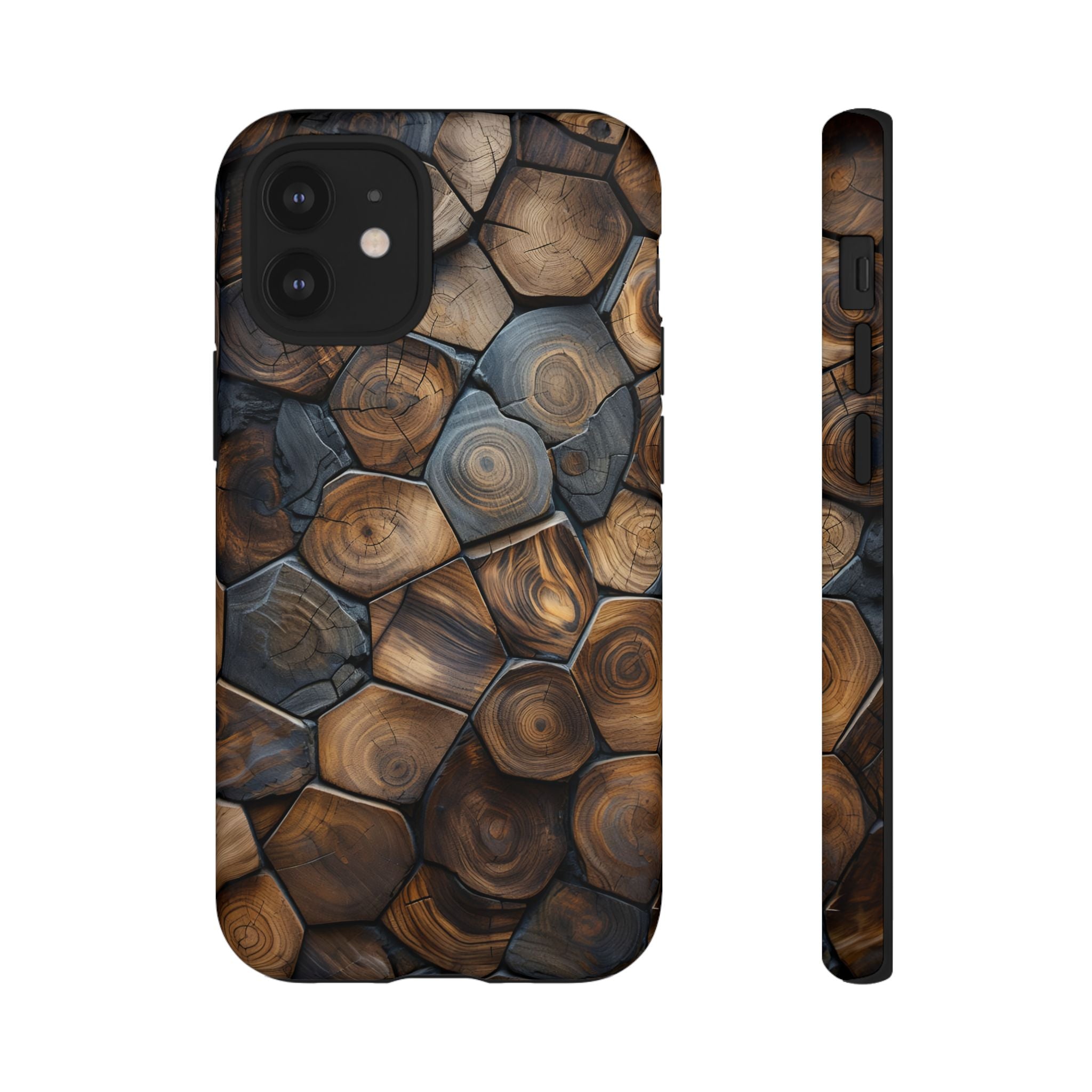 Wood Grain Hex Phone Case — Rustic Geometric iPhone Protection