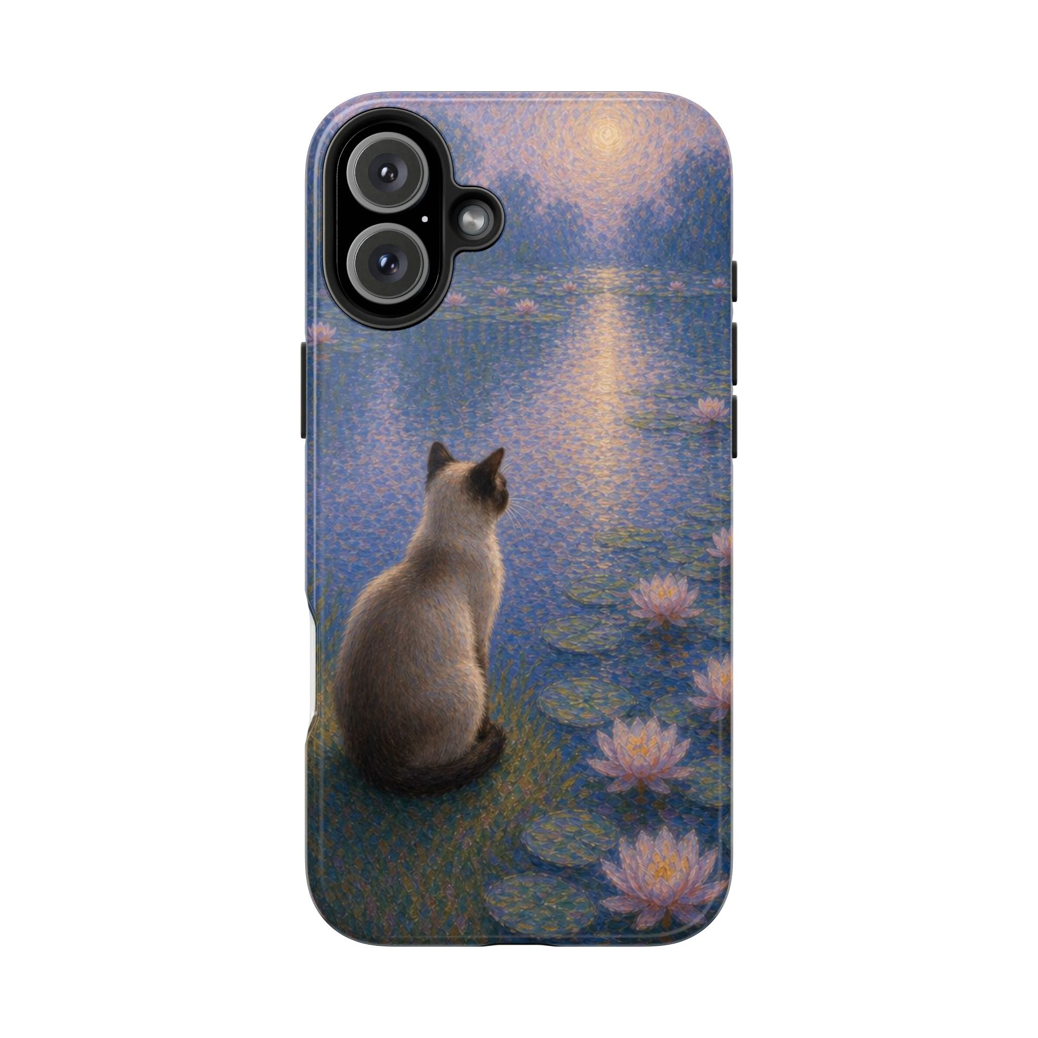 Siamese Cat by Moonlight Tough Phone Case – Waterlily Dream Protective Cover