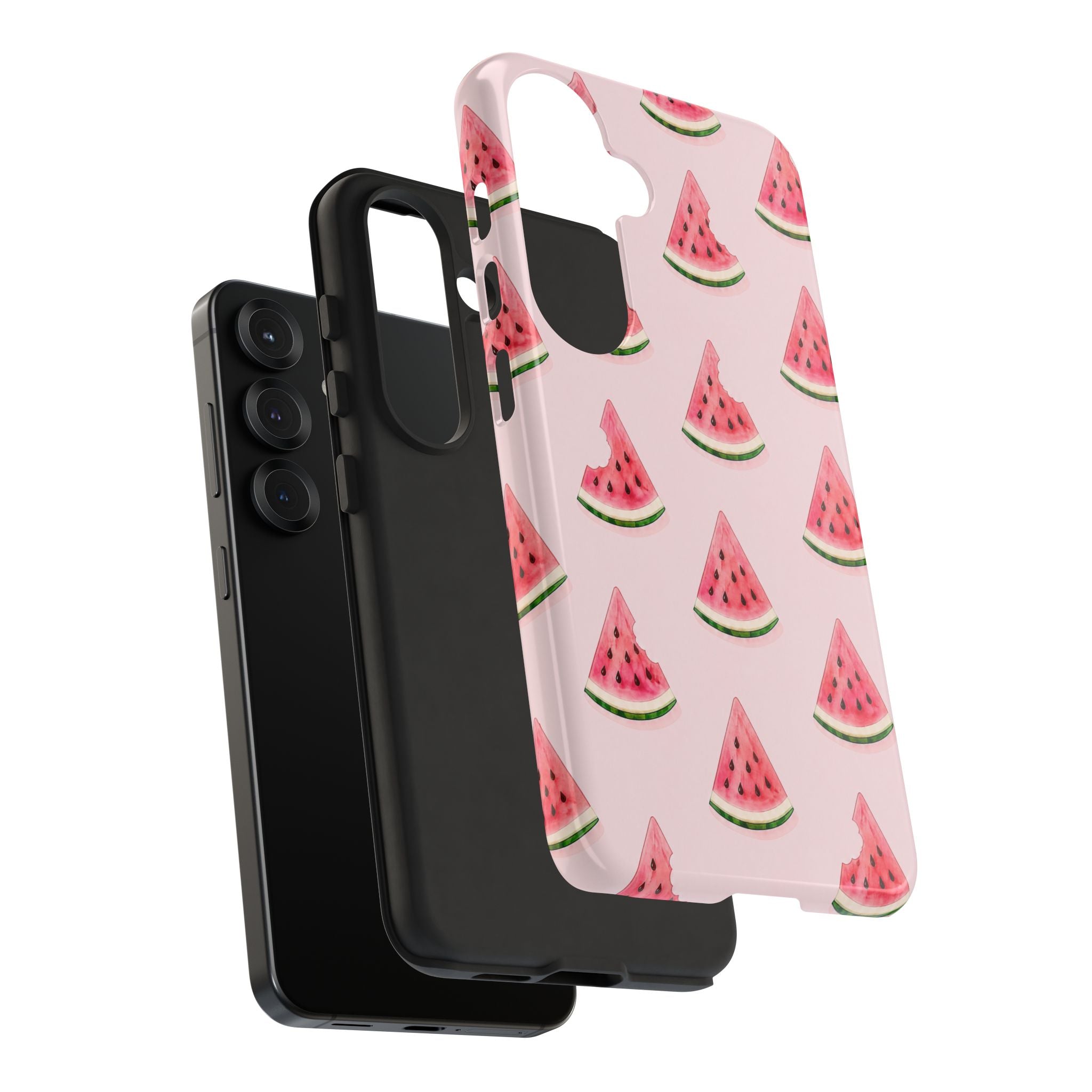Watermelon Pattern Tough Phone Case — Pink Fruit Slice Protective Case
