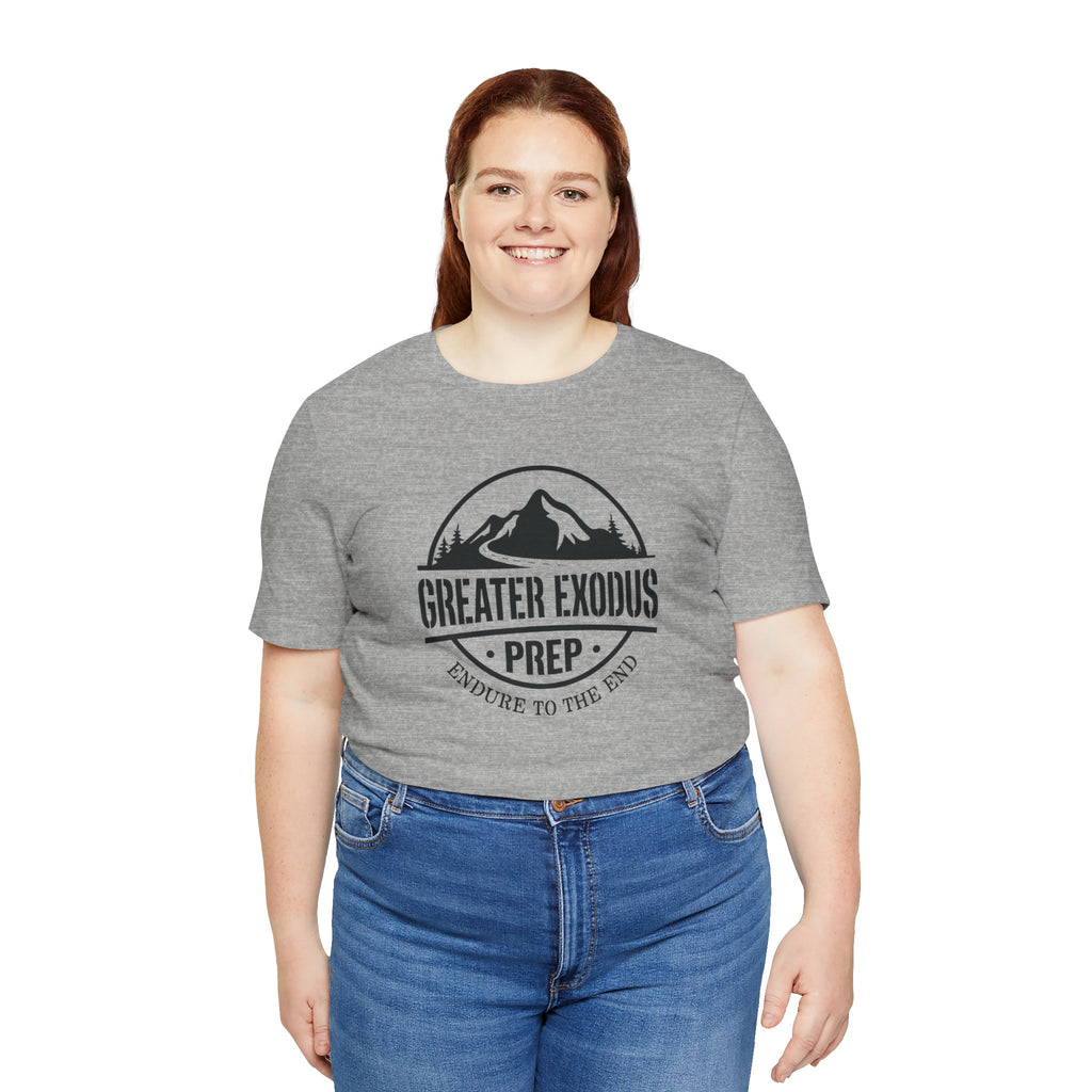 Greater Exodus Prep T-Shirt — Mountain Logo “Endure to the End” Adventure Tee
