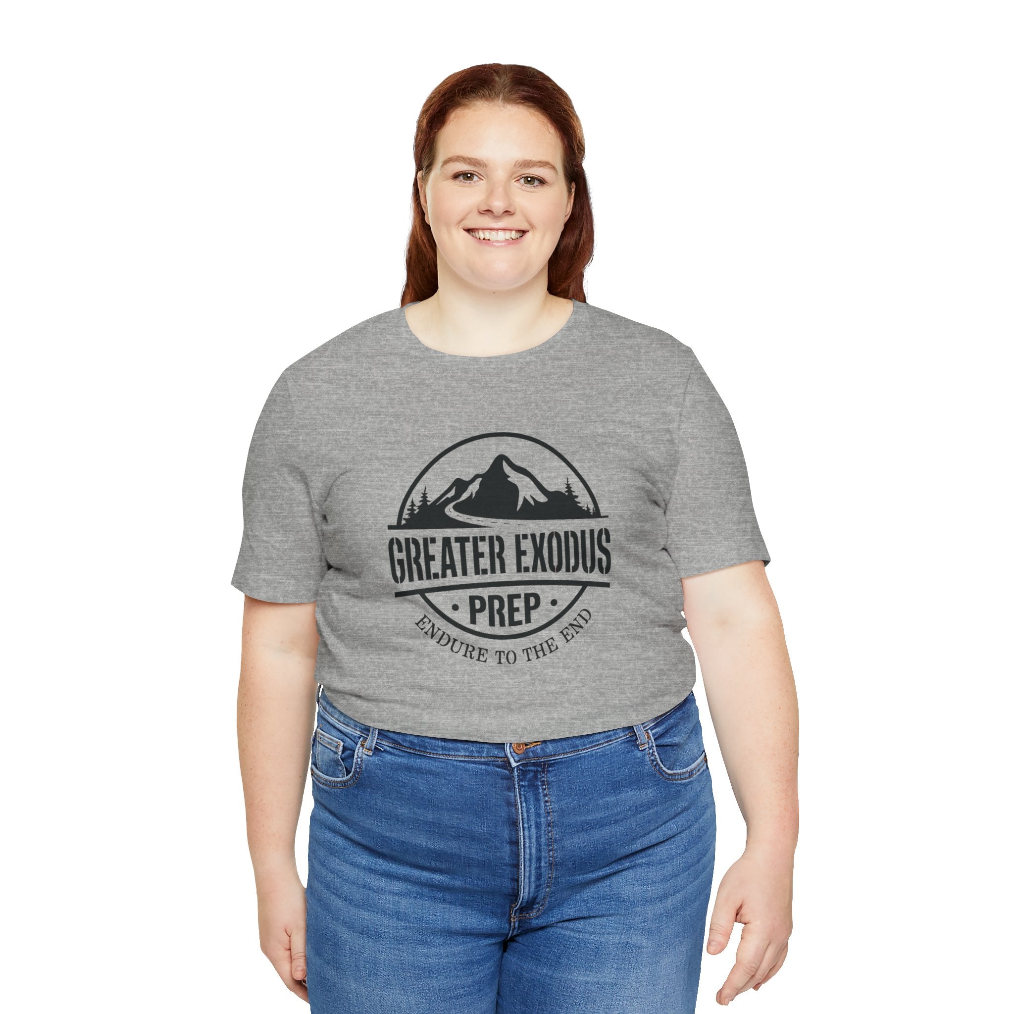 Greater Exodus Prep T-Shirt — Mountain Logo “Endure to the End” Adventure Tee