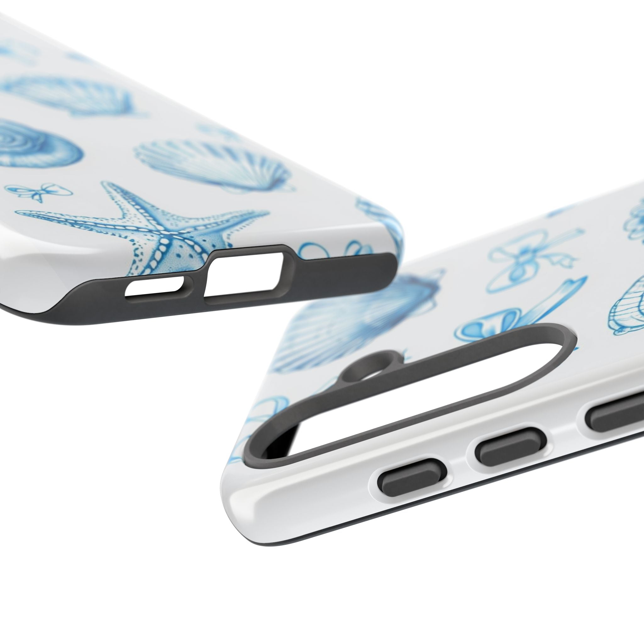Seaside Shells Phone Case — Blue Nautical Shell & Starfish Pattern