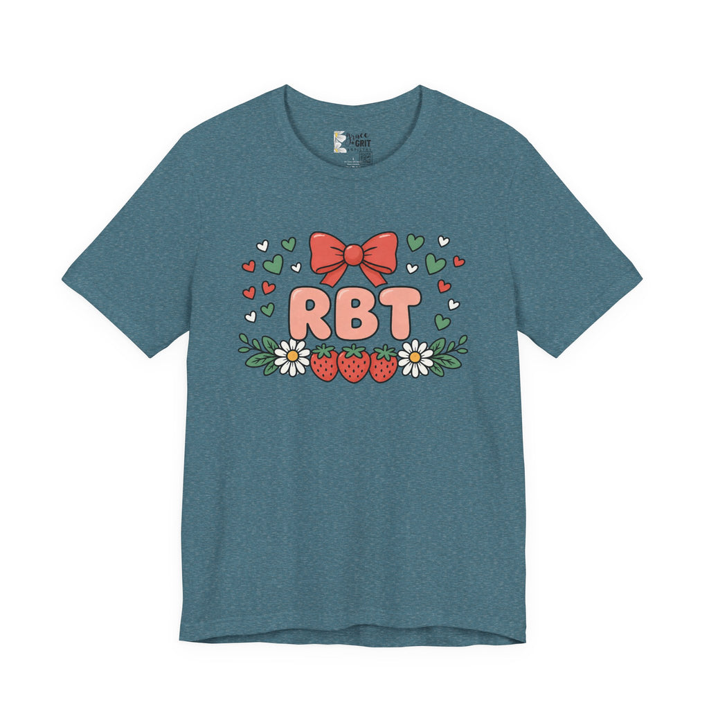 Strawberry Bow RBT Tee — Cute Floral Graphic T-Shirt