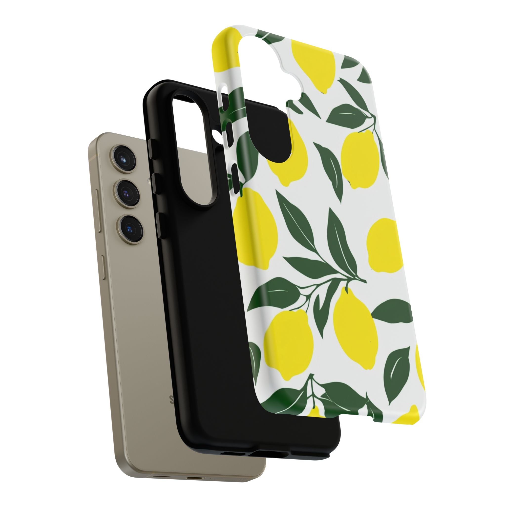 Lemon Pattern Tough Phone Case — Bright Citrus Protective Cover