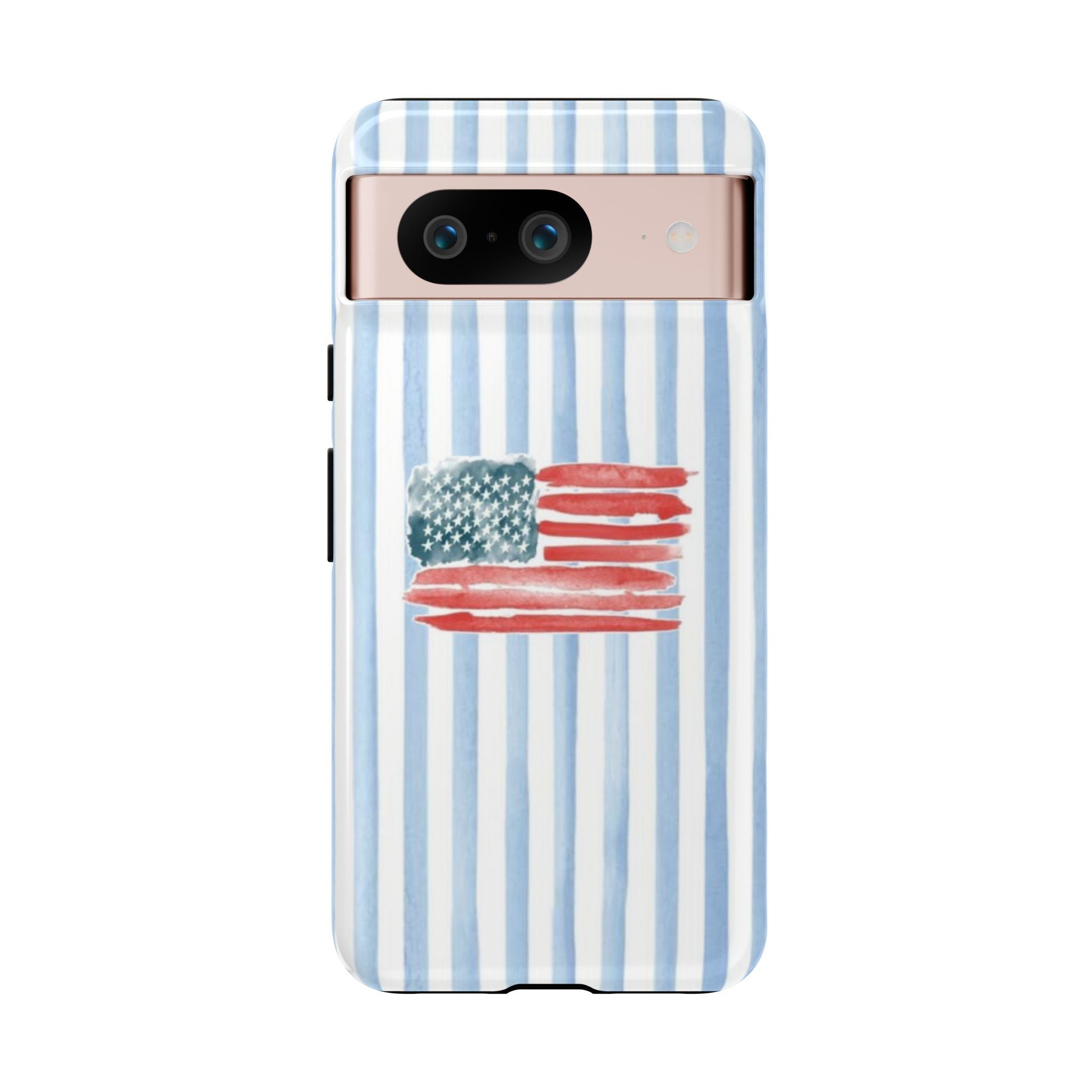 American Flag Watercolor Phone Case - Blue Stripe Tough Case