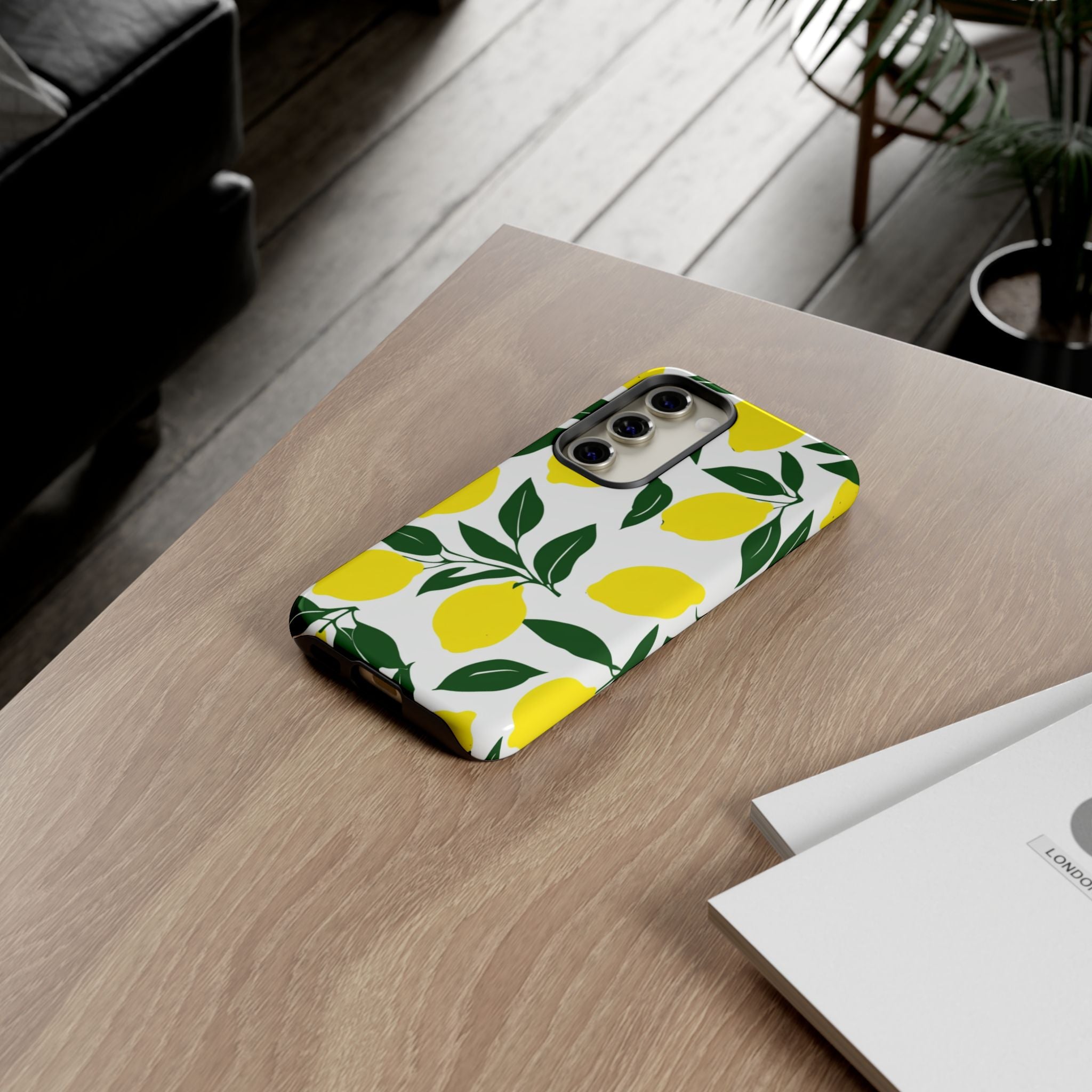 Lemon Pattern Tough Phone Case — Bright Citrus Protective Cover