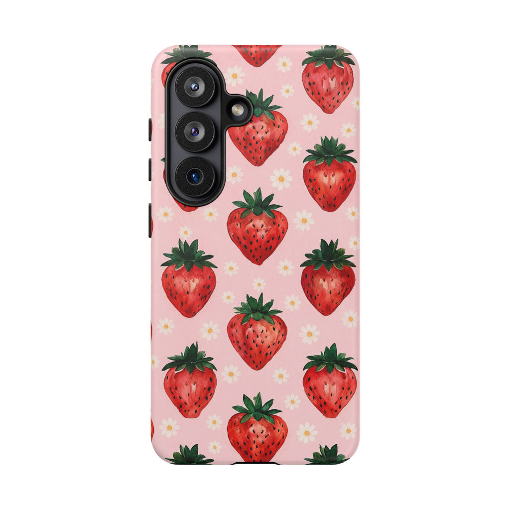 Strawberry Pattern Tough Case — Cute Pink Fruit Phone Case