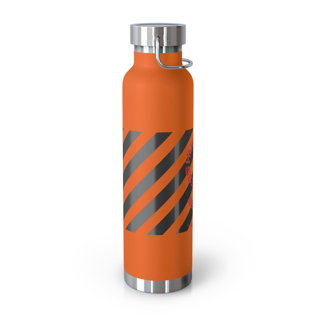 22oz Vacuum Water Bottle — Striped ‘Coffee, Hustle, More’ Insulated Stainless Flask