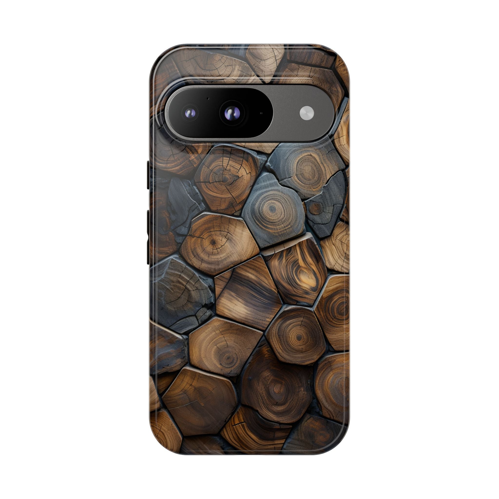 Wood Grain Hex Phone Case — Rustic Geometric iPhone Protection
