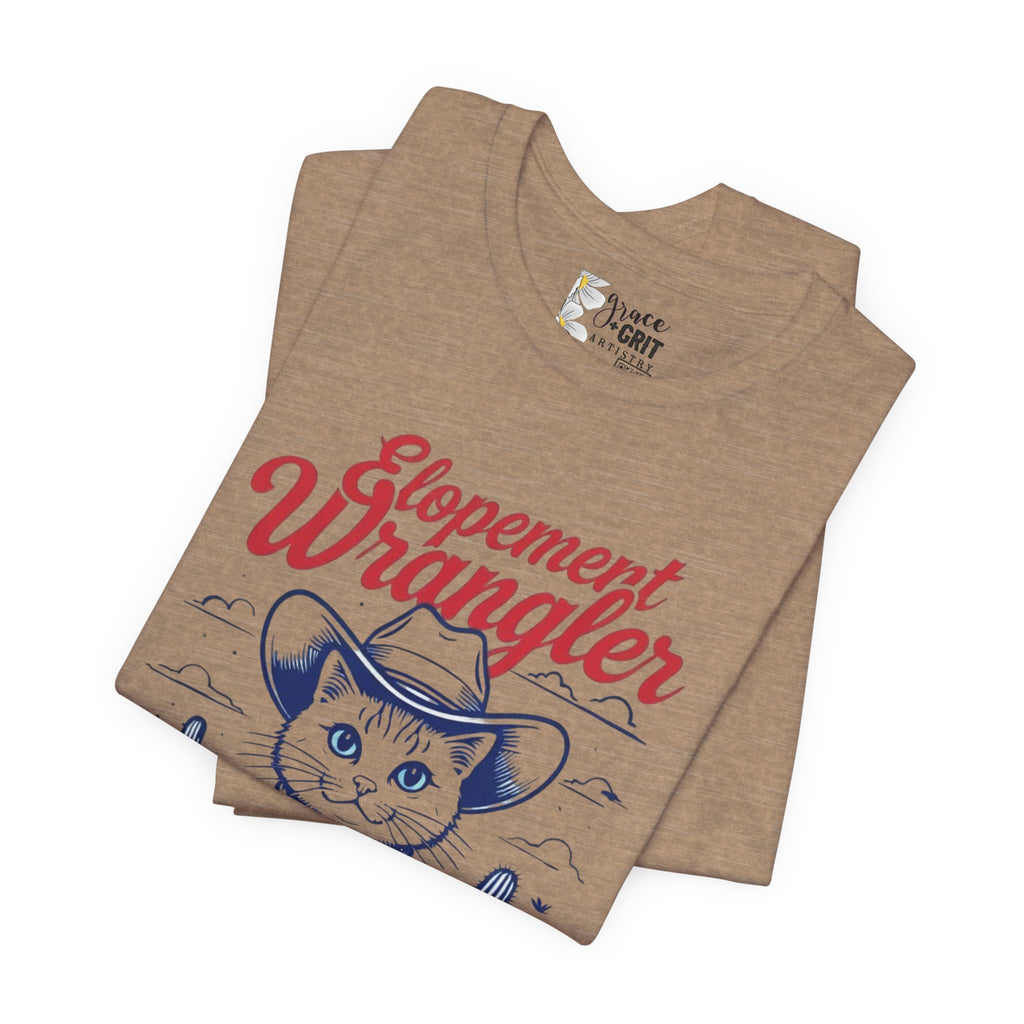 Elopement Wrangler Cat Tee | Cowboy Hat Cactus Desert Cat Illustration