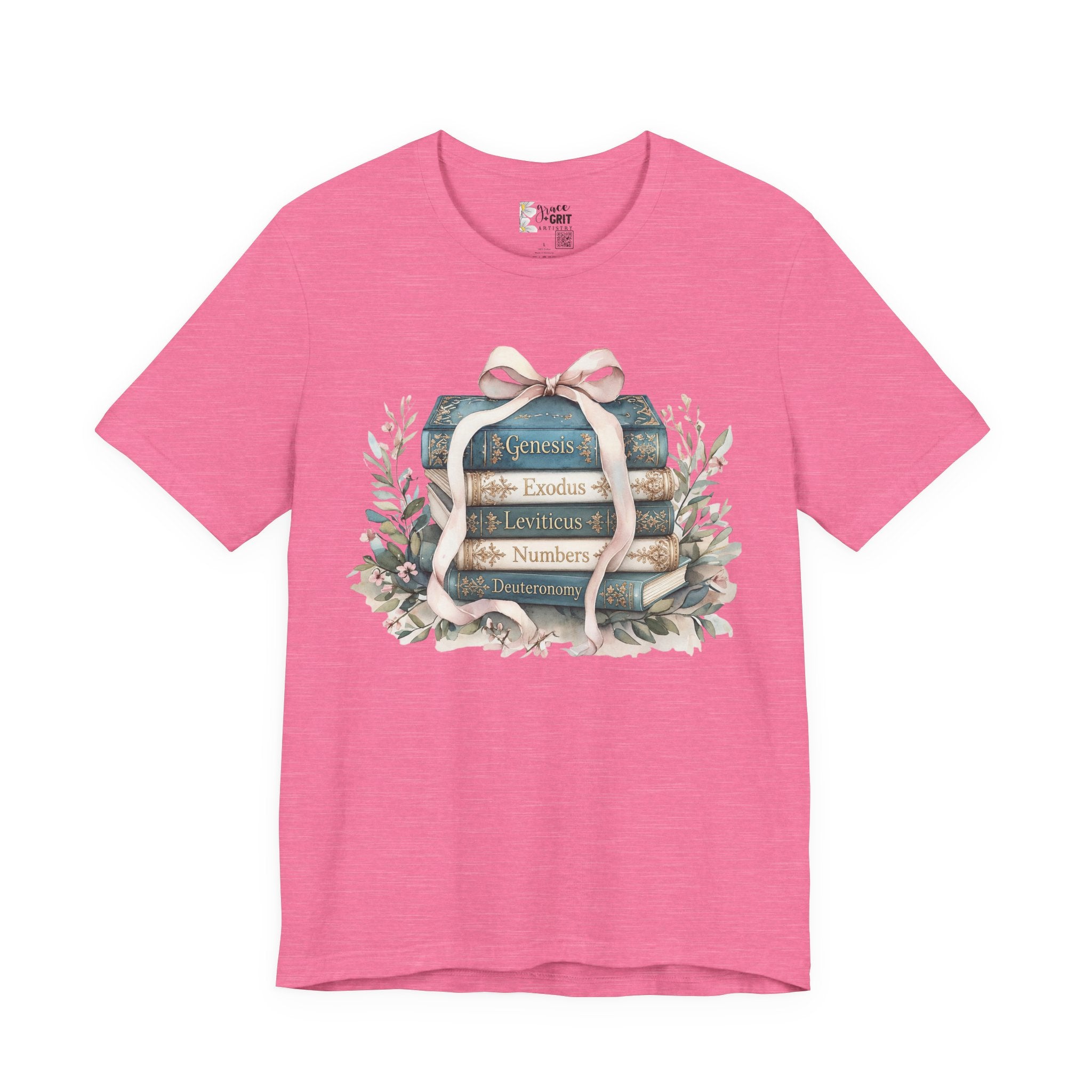 Biblical Books Stack T‑Shirt — Genesis Exodus Leviticus Numbers Design
