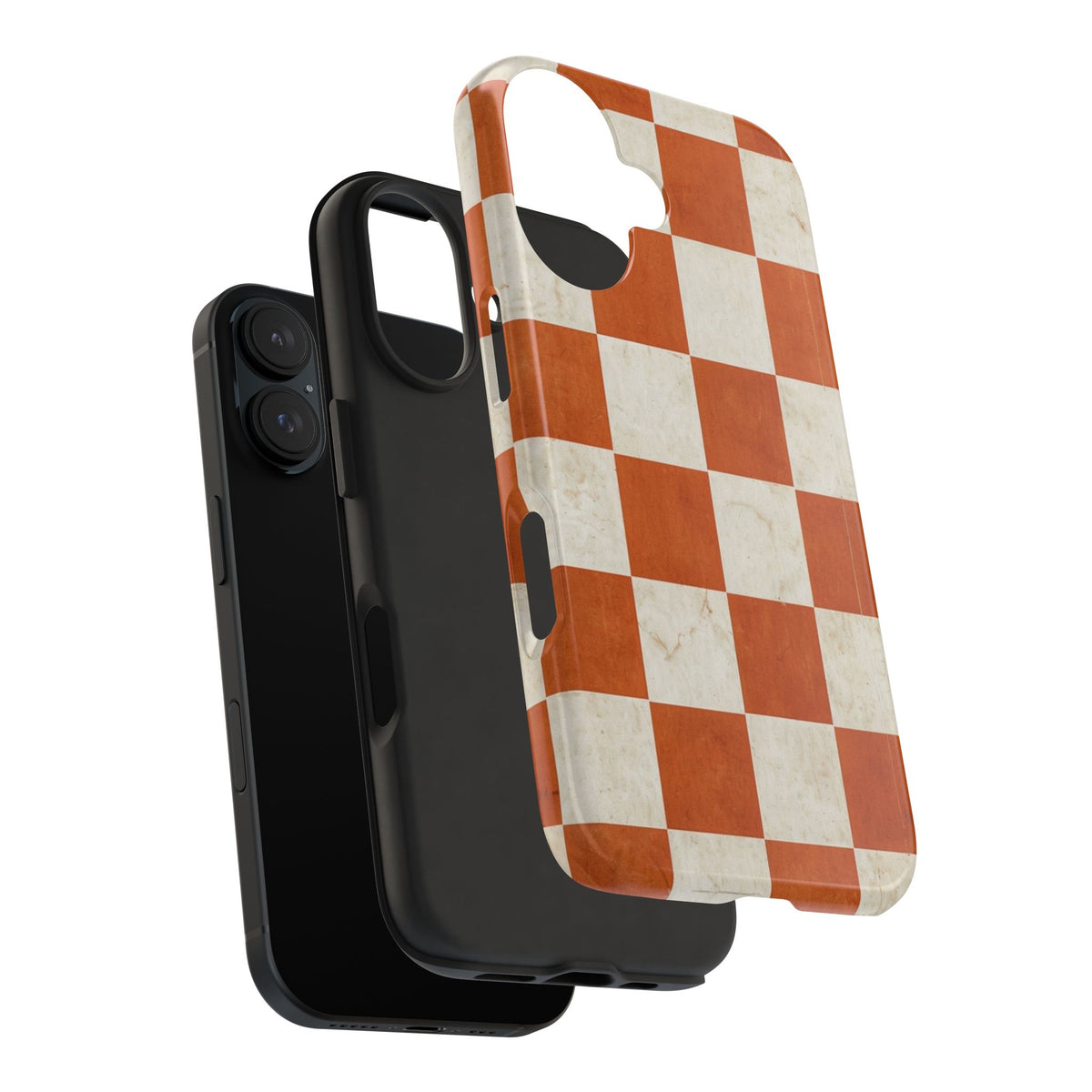 Orange and Cream Checkerboard Tough Phone Case