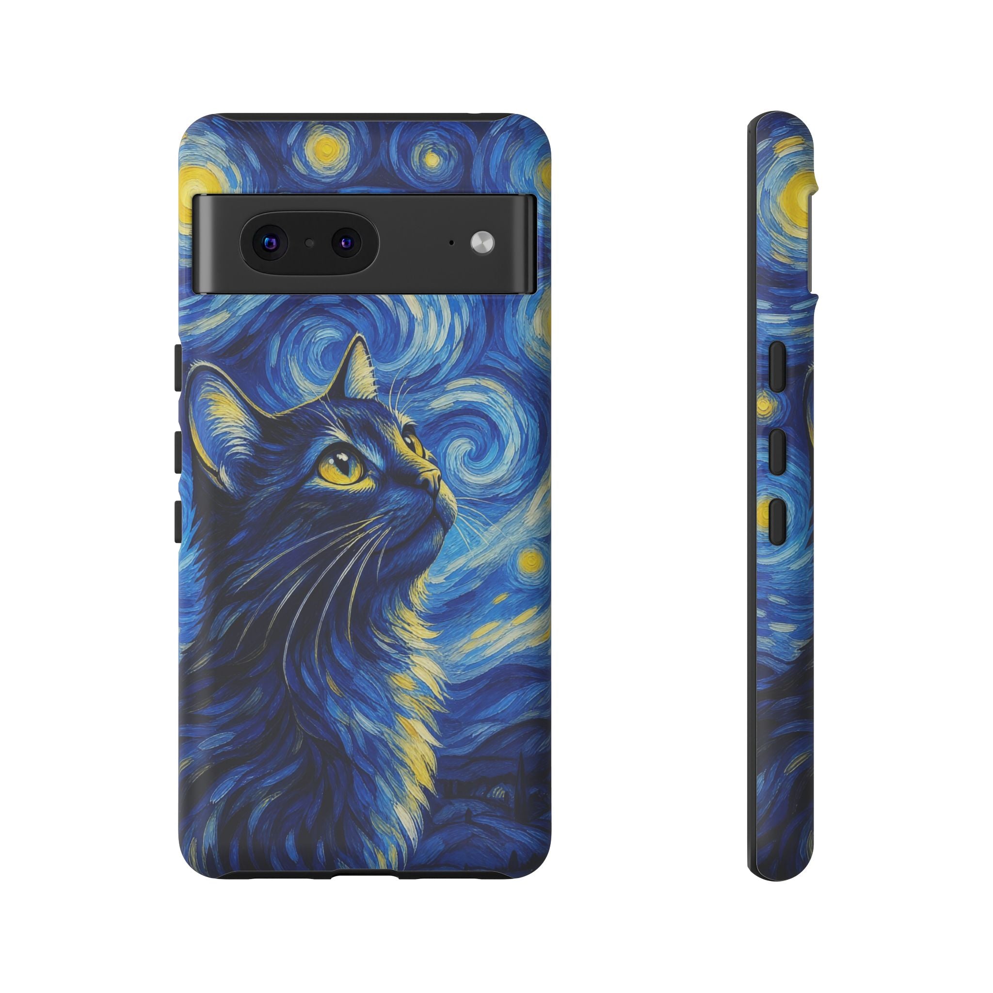 Starry Night Cat Phone Case — Van GoghStyle Blue Galaxy iPhone Cover