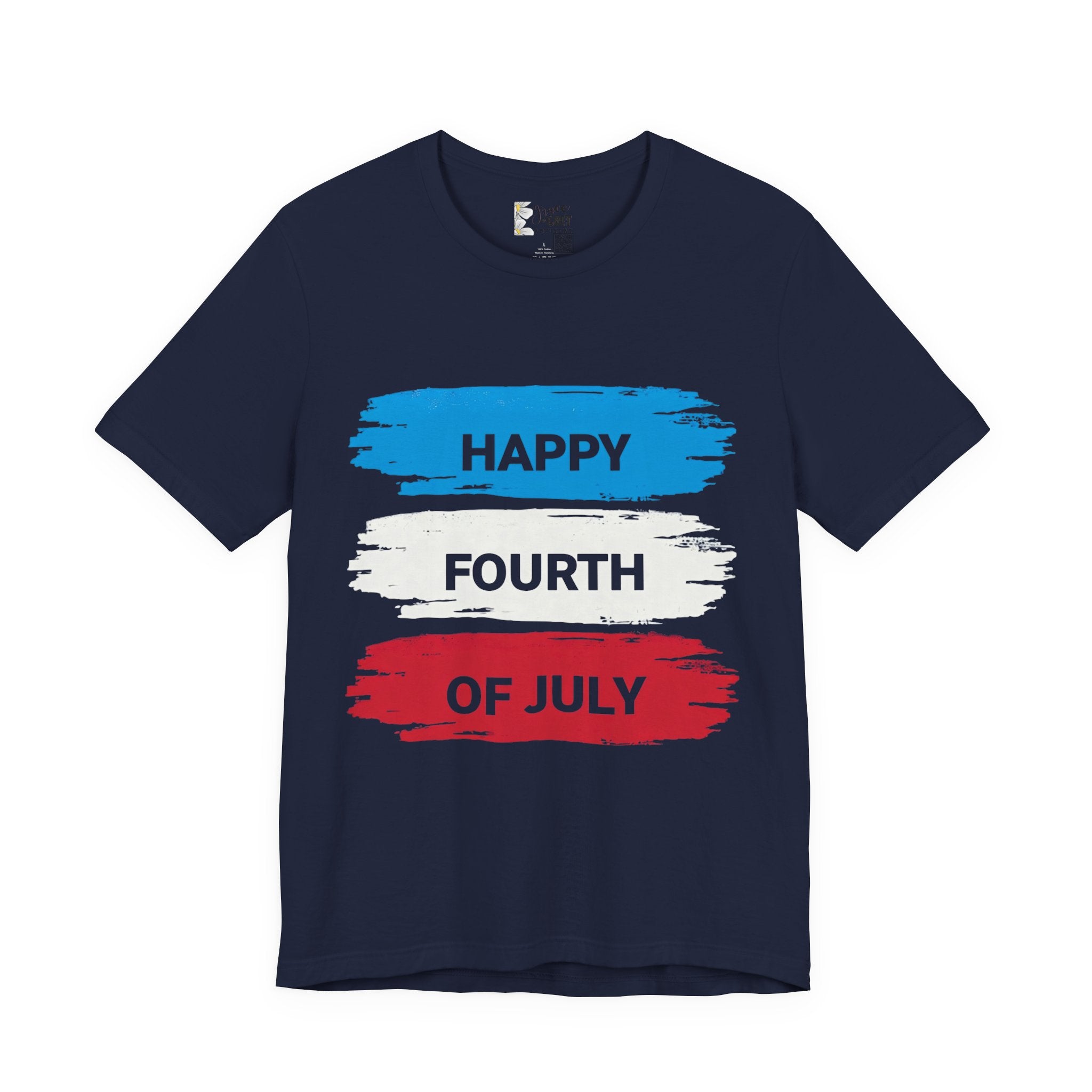 Fourth of July Brushstroke Tee — "Happy Fourth of July" Patriotic T‑Shirt