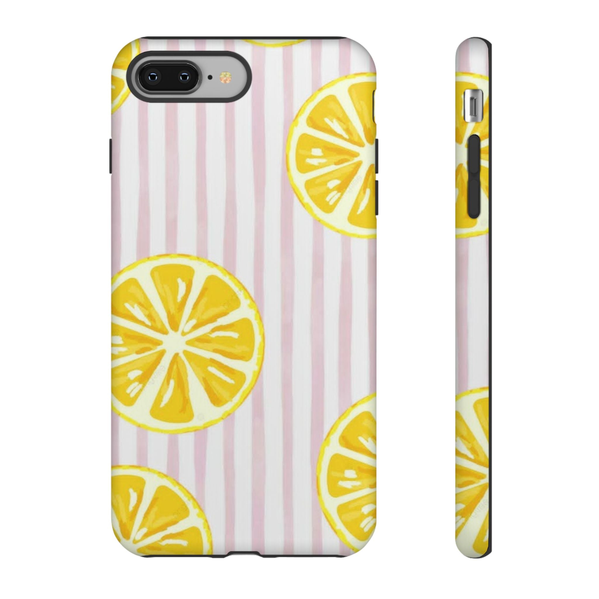 Lemon Slices Tough Case — Cute Pink Stripe Phone Cover